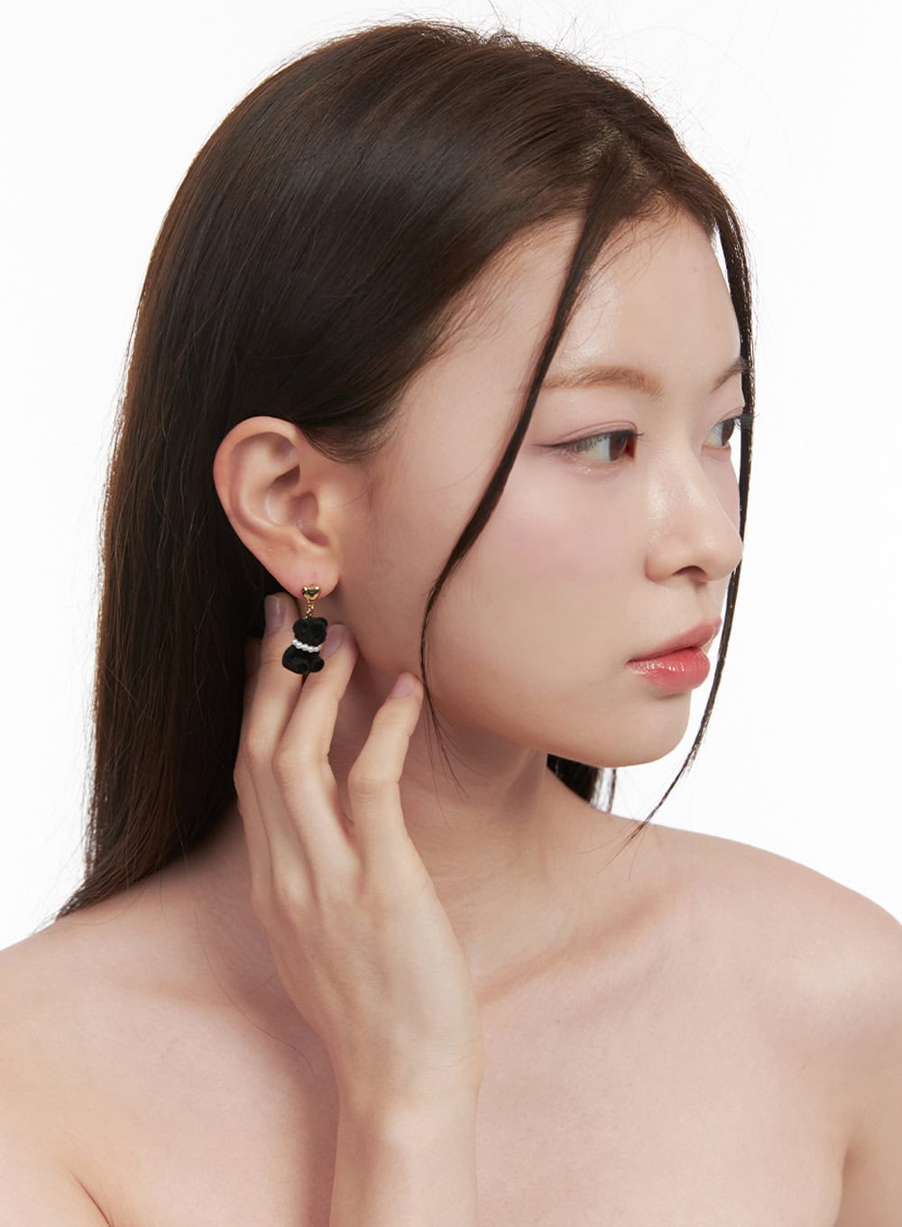 Dahlia Bear Earring With Pearl Necklace IF527