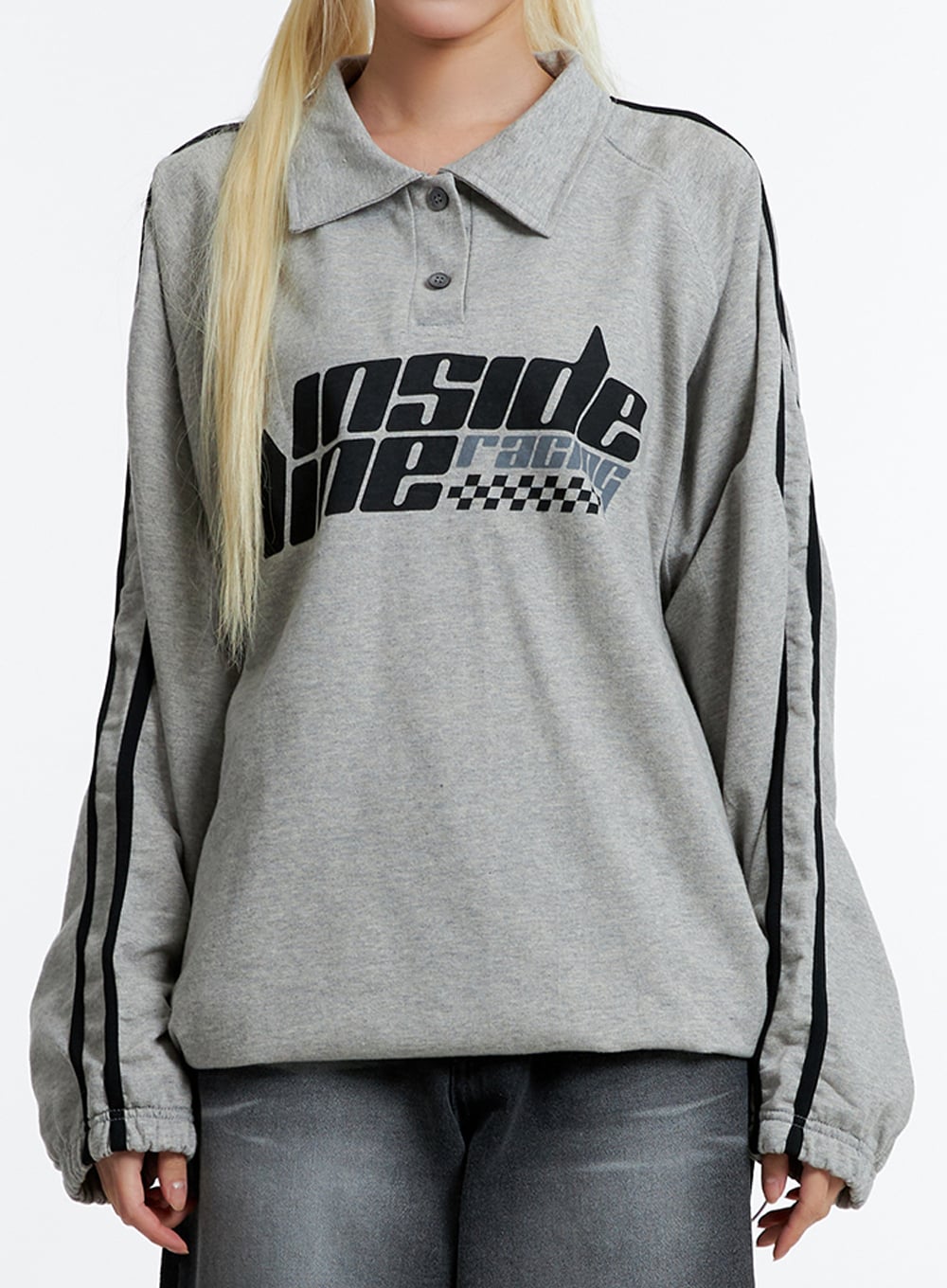 Oversized Old School Graphic Polo Sweatshirt ID315