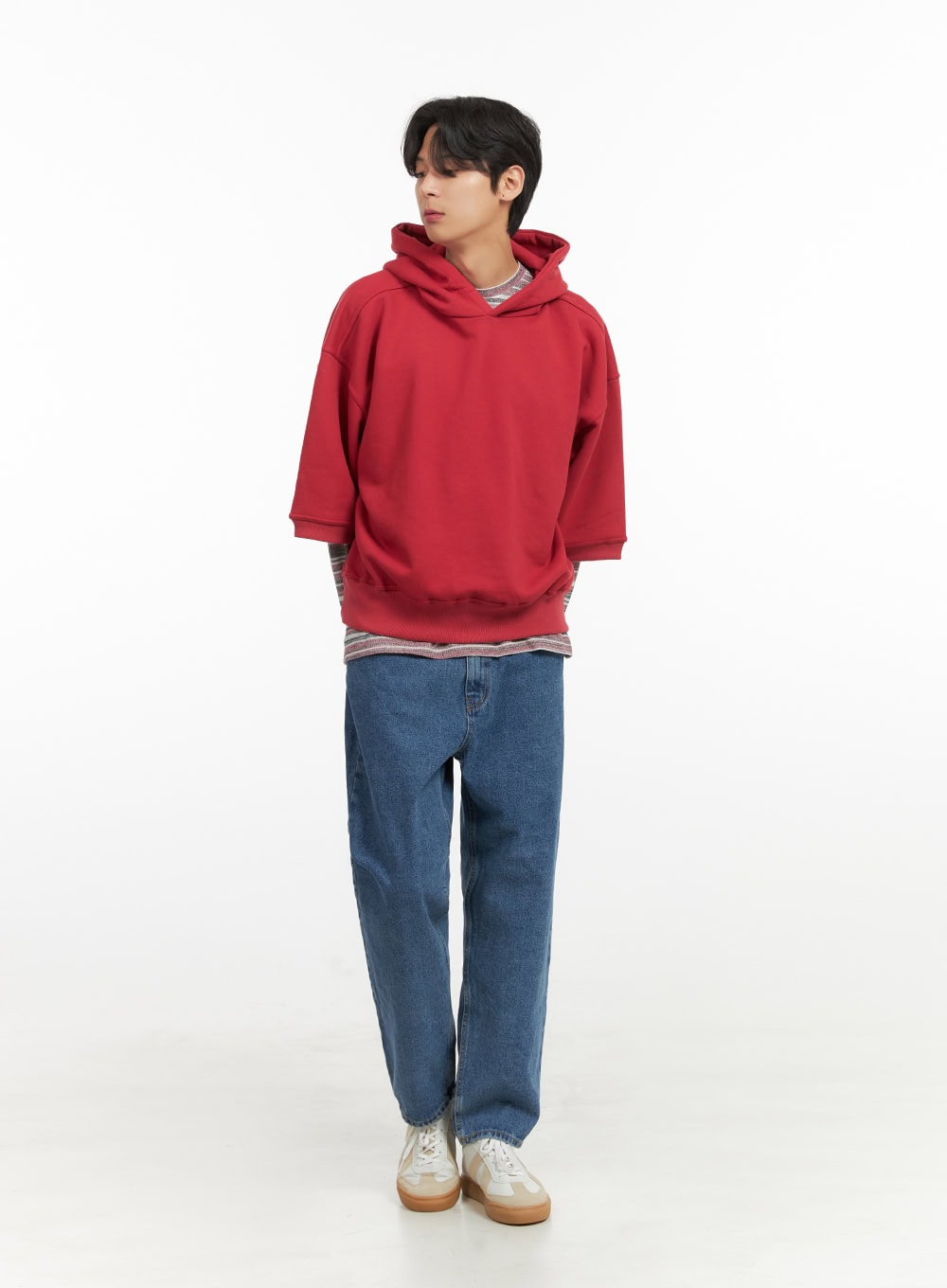 Men's Cozy Boxy Fit Hooded Sweatshirt (Red) IU405