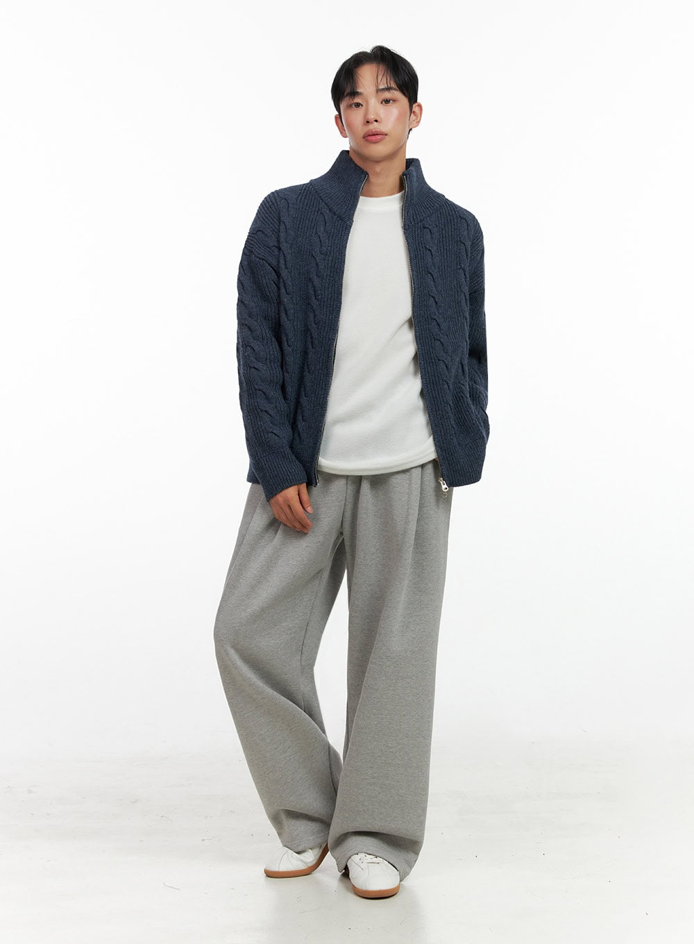 Men's Cable Knit Zip-Up Sweater IN426