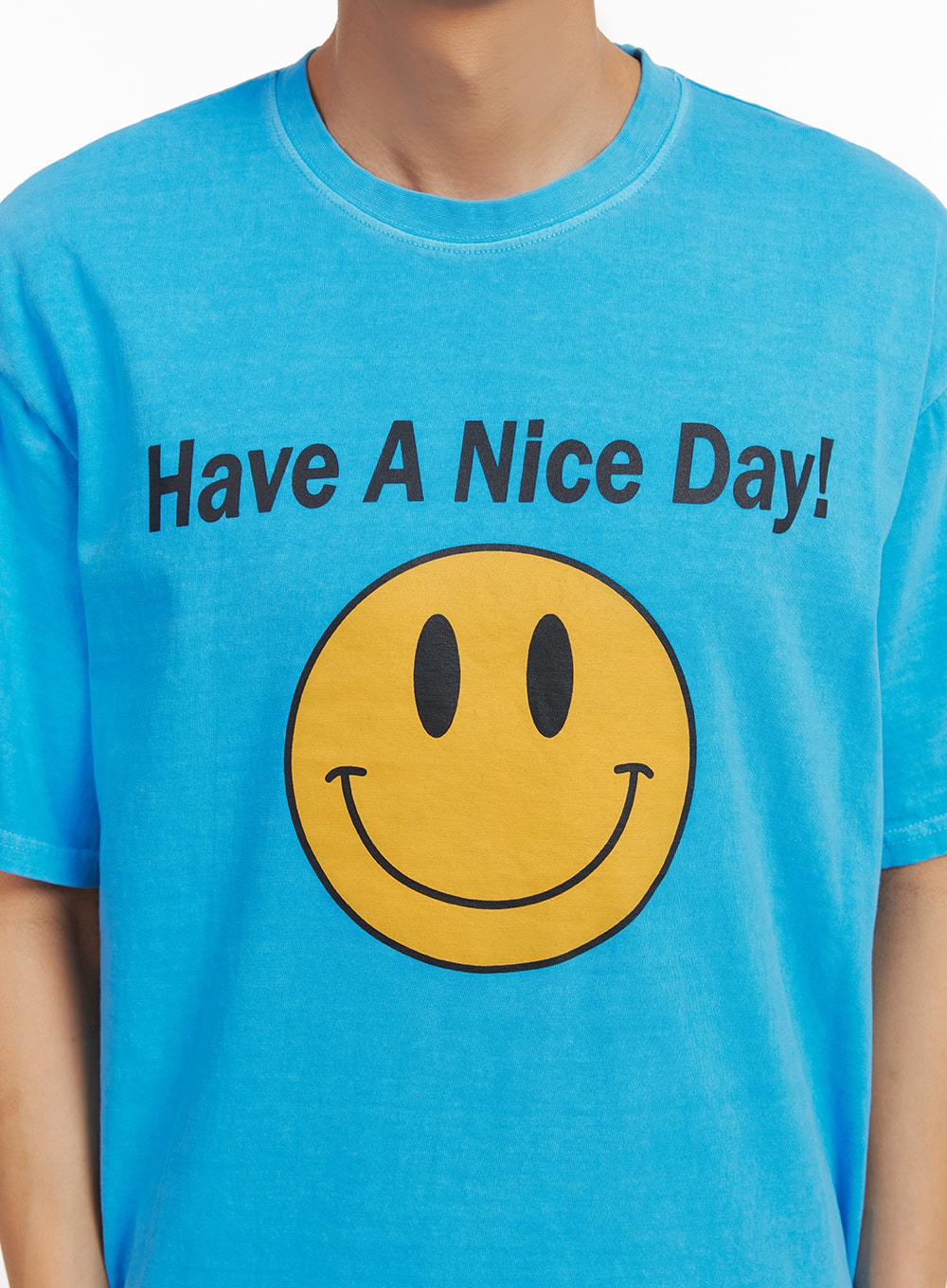 Men's Smile Graphic Lettering T-Shirt IY416