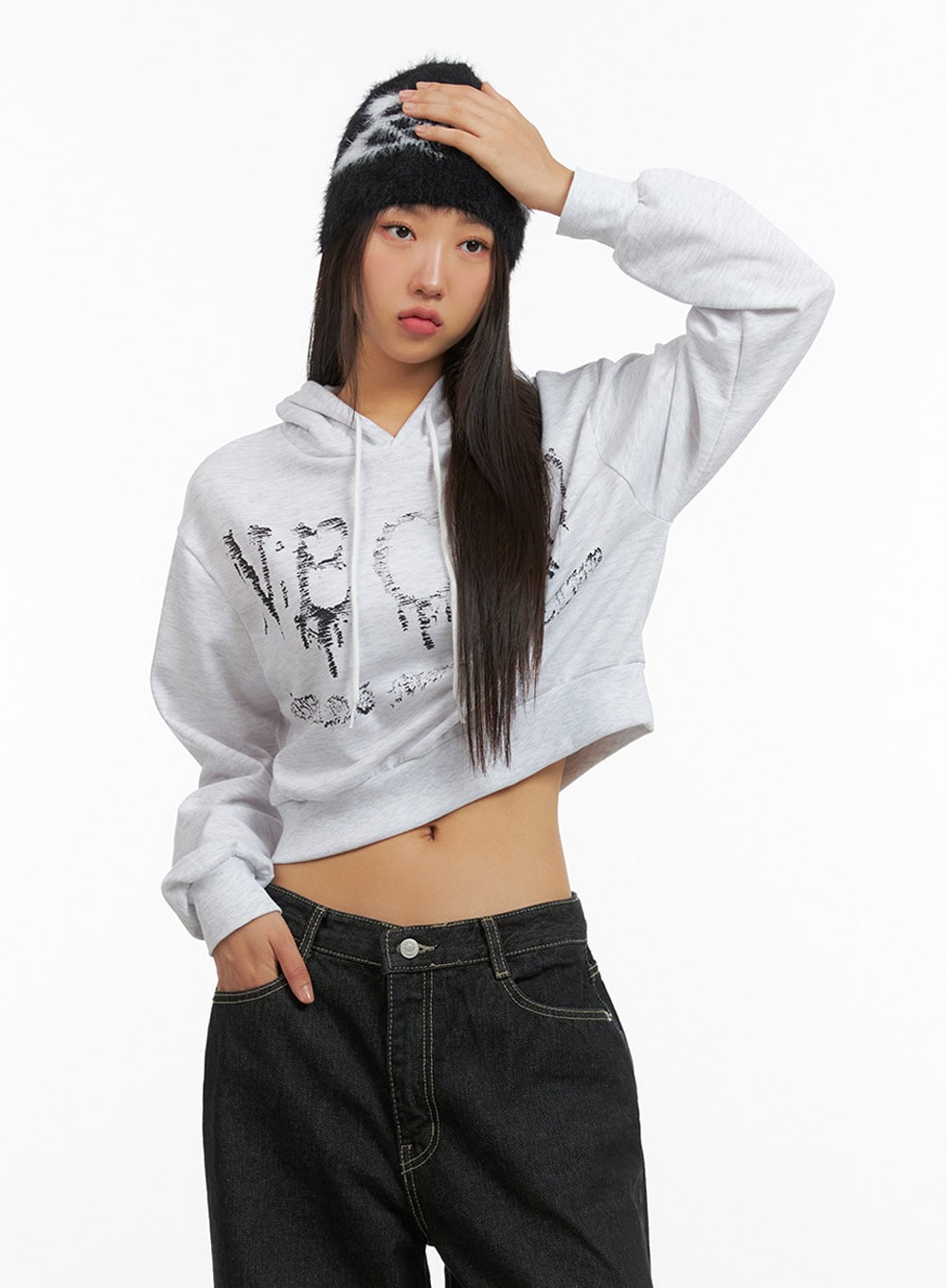 Acubi Graphic Crop Hoodie IS402