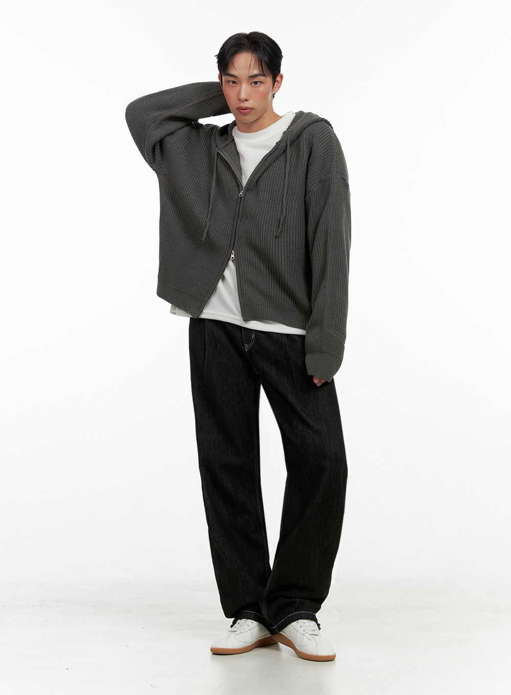 Men's Double-Zip Hooded Sweater IN426