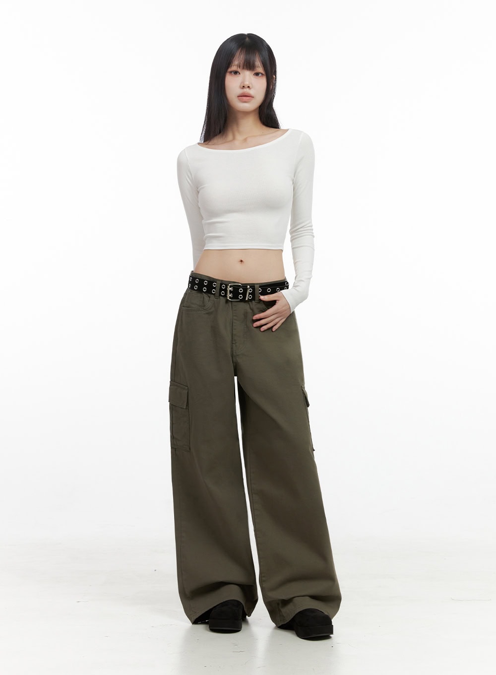 Long-Sleeve Slim Crop Top IO430