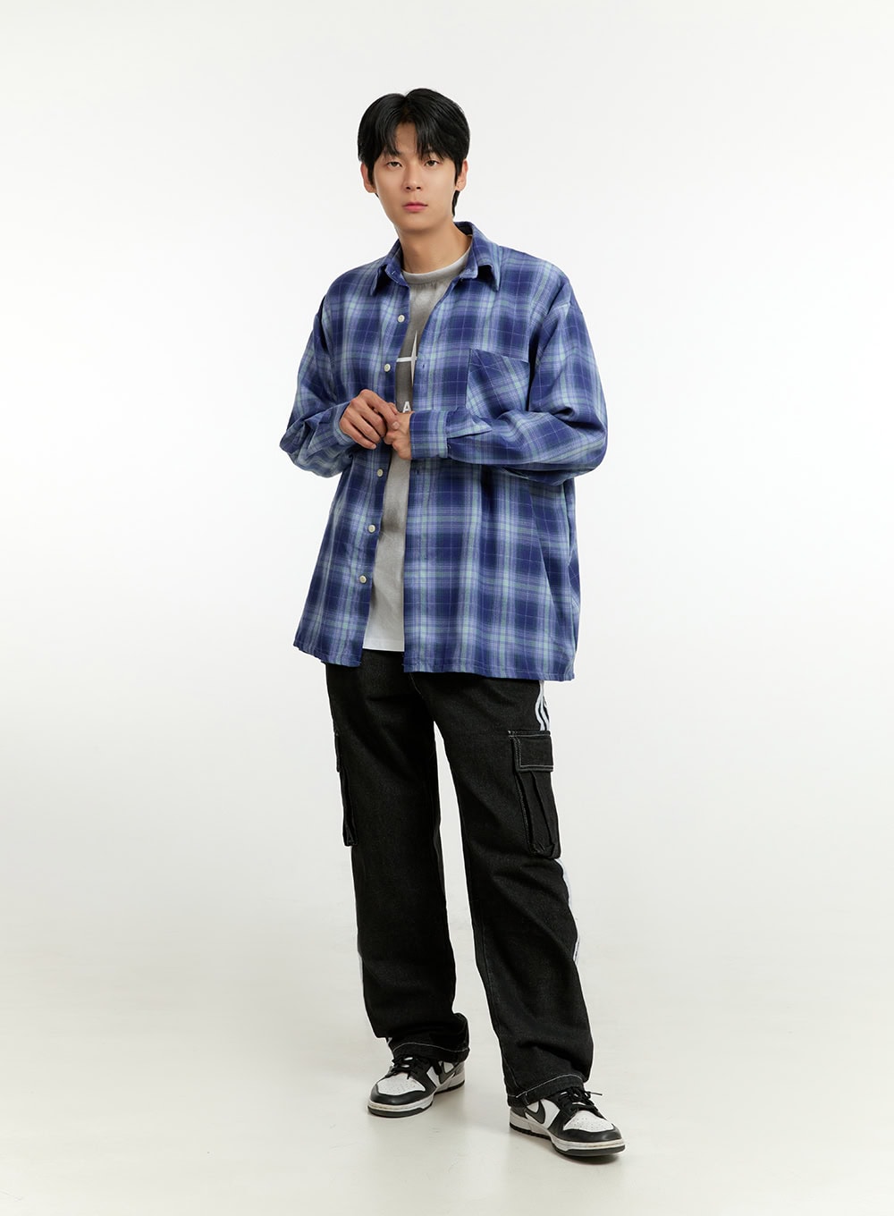 Men's Checkered Buttoned Collar Shirt IL412