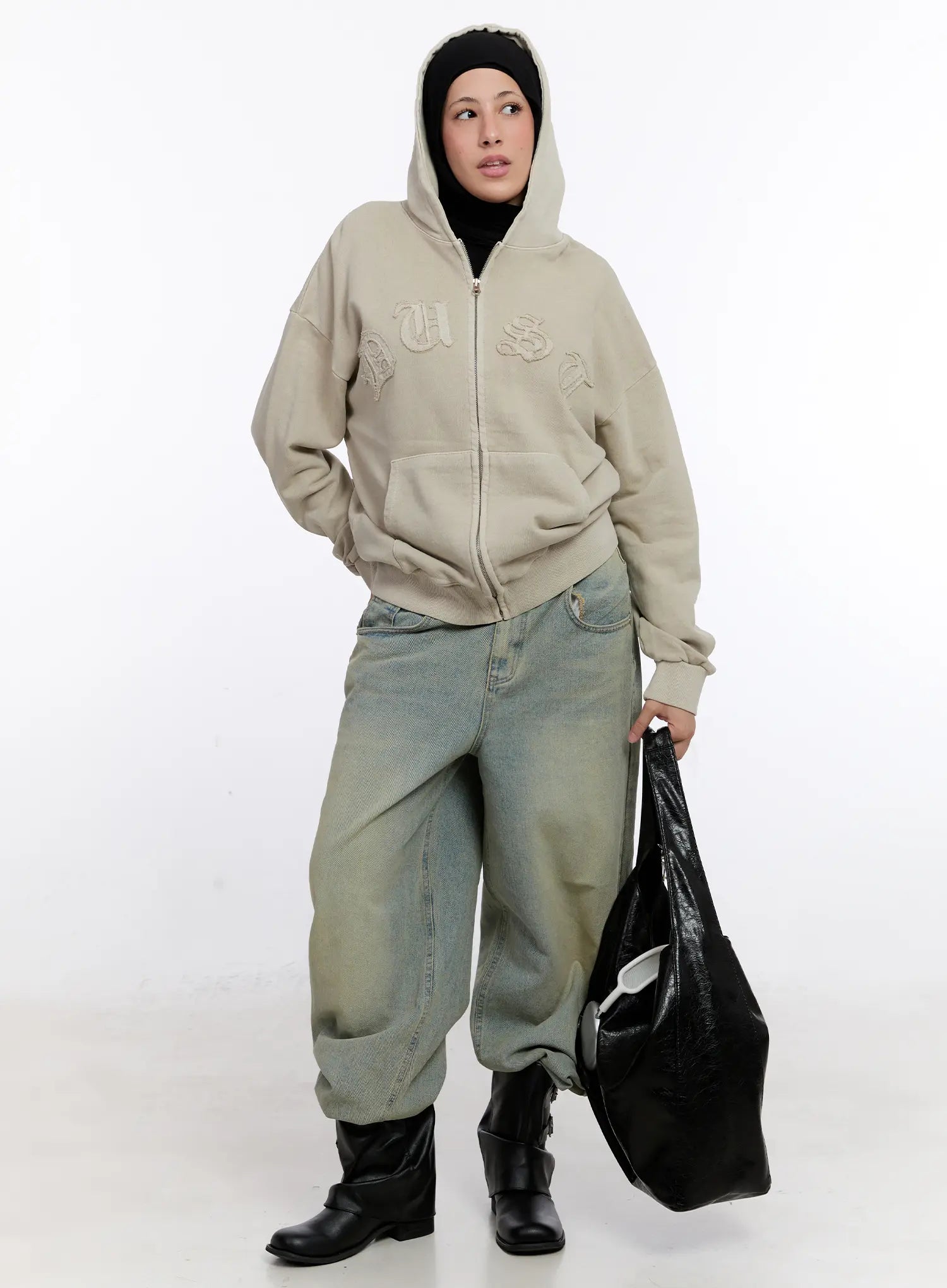 Oversized Cotton Zip-Up Hoodie CS524