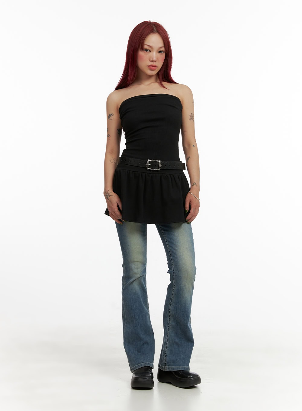 Washed Slim Bootcut Jeans CY429