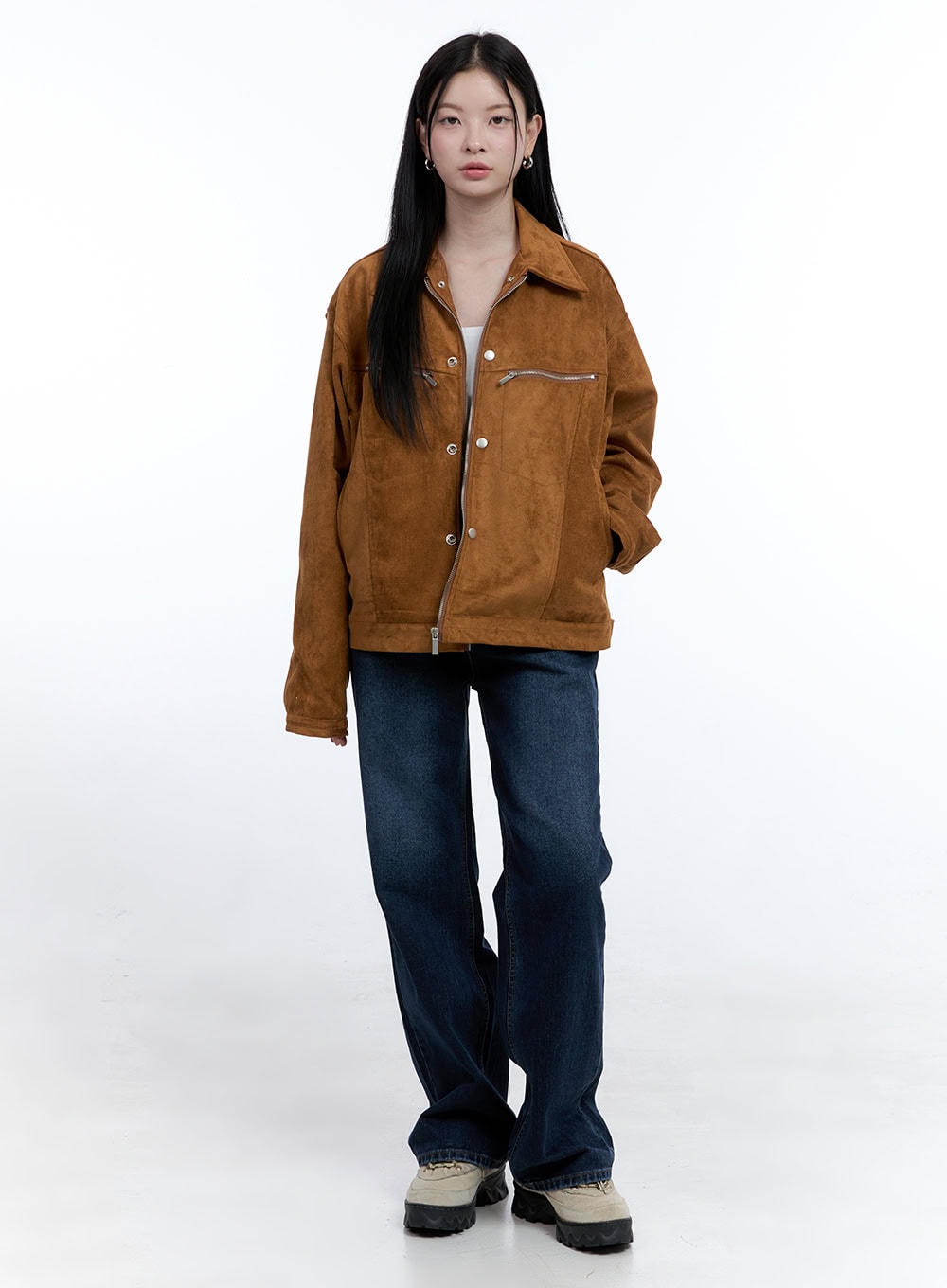 Suede Collar Zip-Up Jacket OO429