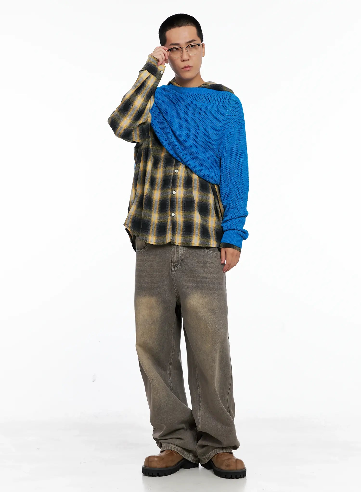 Men's Plaid Flannel Hooded Shirt IG529