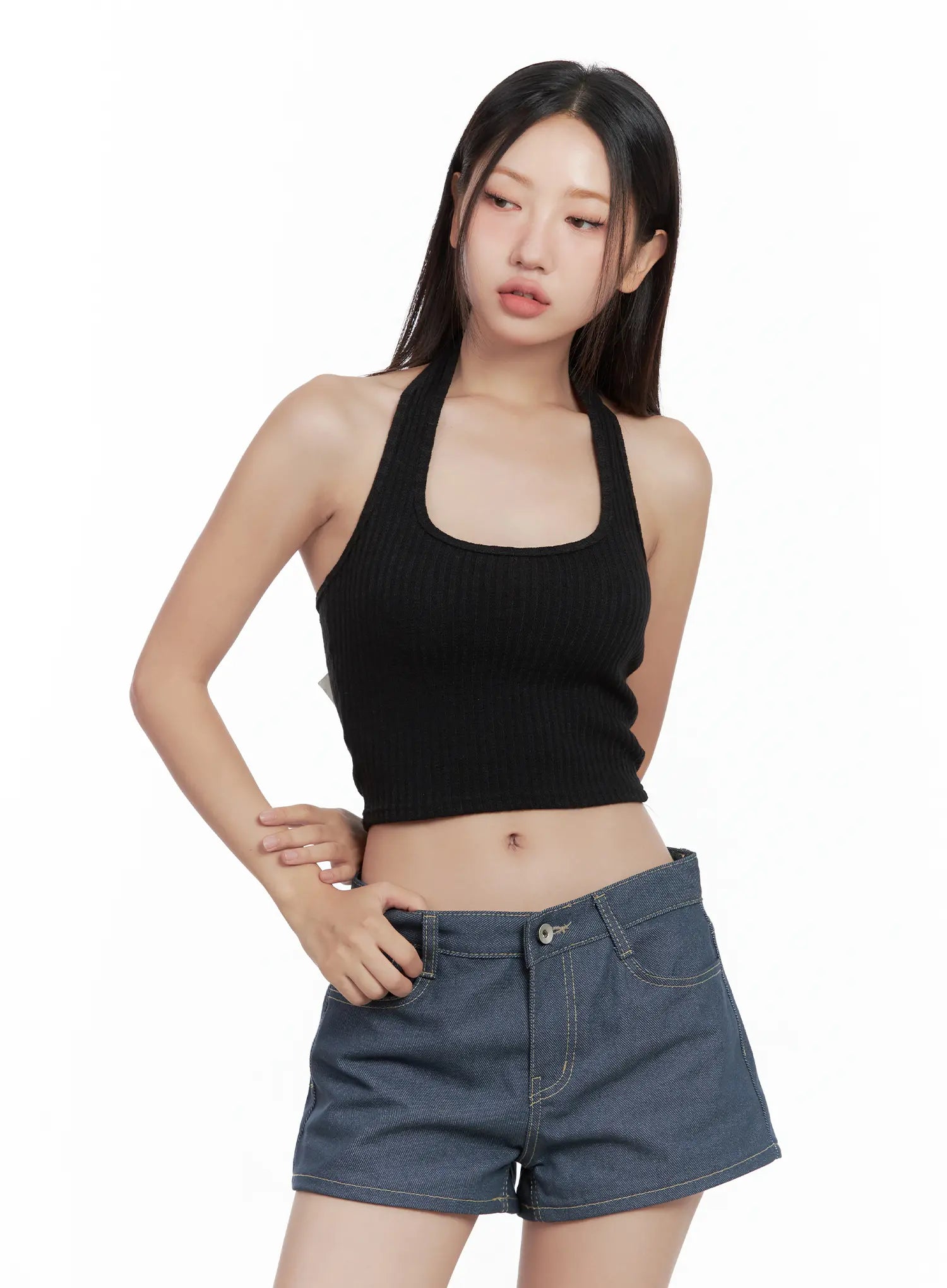 Ribbed Halter Crop Top CL509