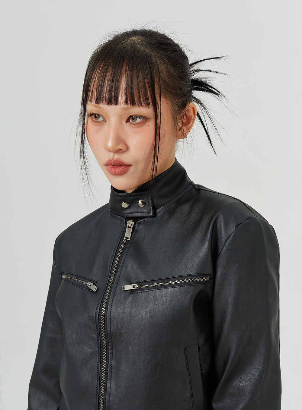 Standard Fit Faux Leather Jacket CM317