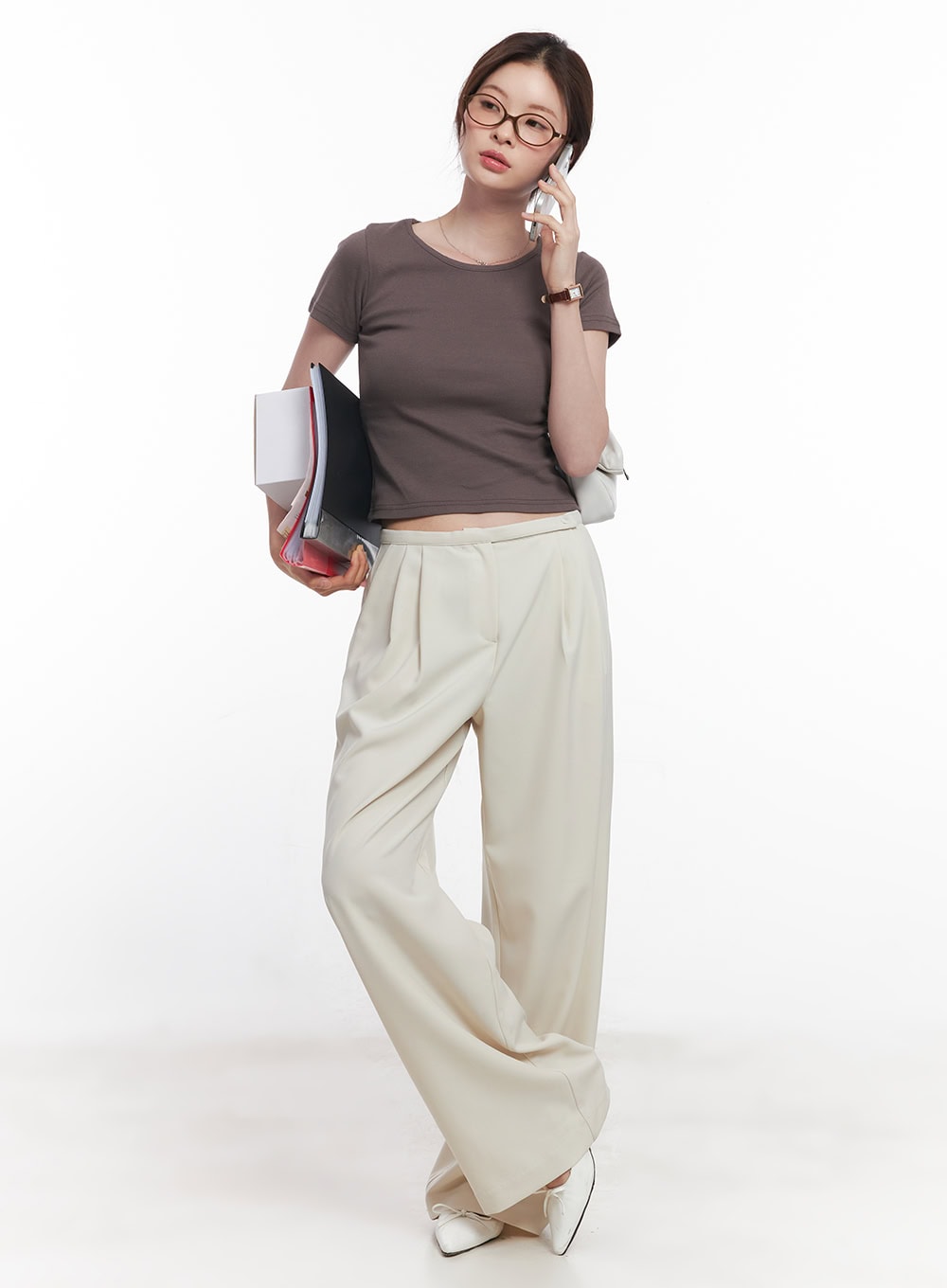 Elegant Pintuck Wide-Fit Trousers CY519