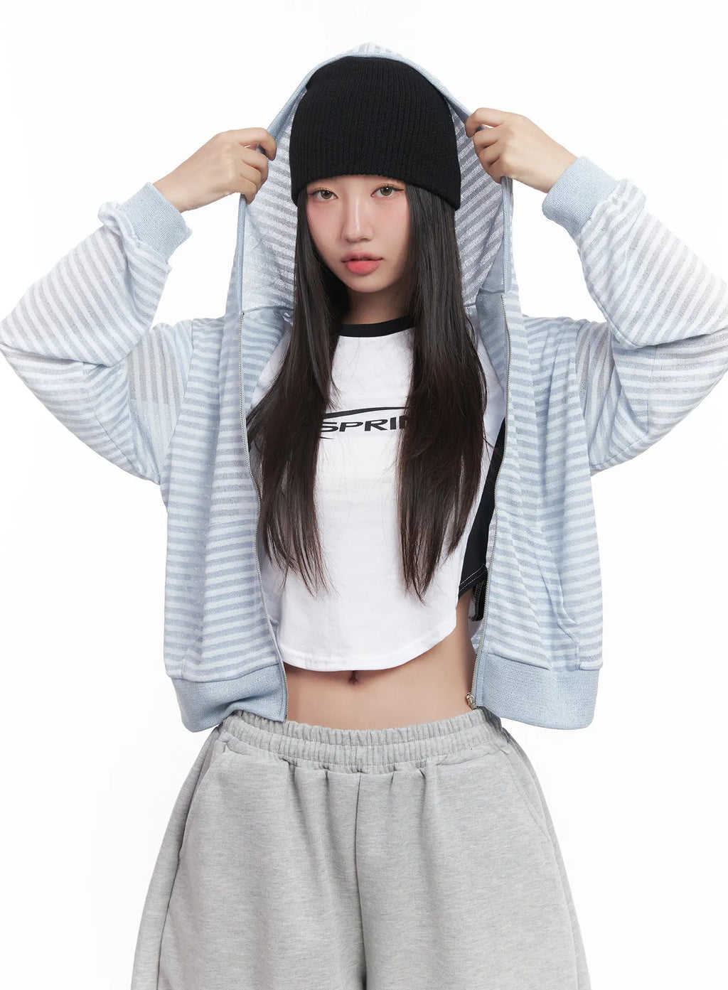 Striped Zip-Up Hoodie CU517