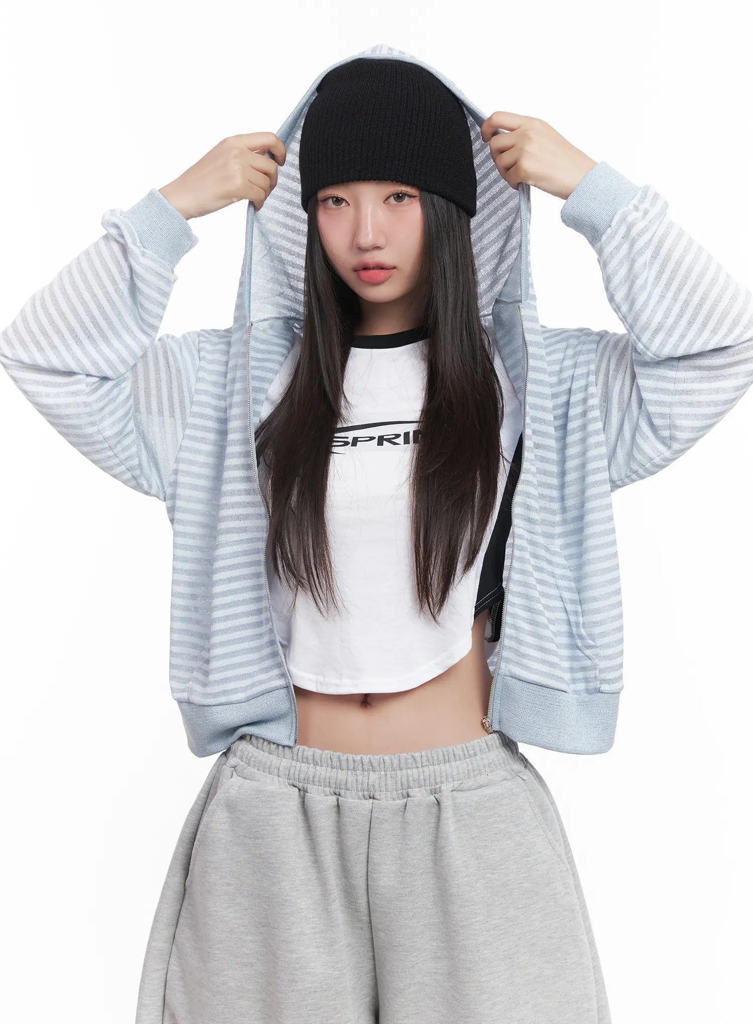 Striped Zip-Up Hoodie CU517