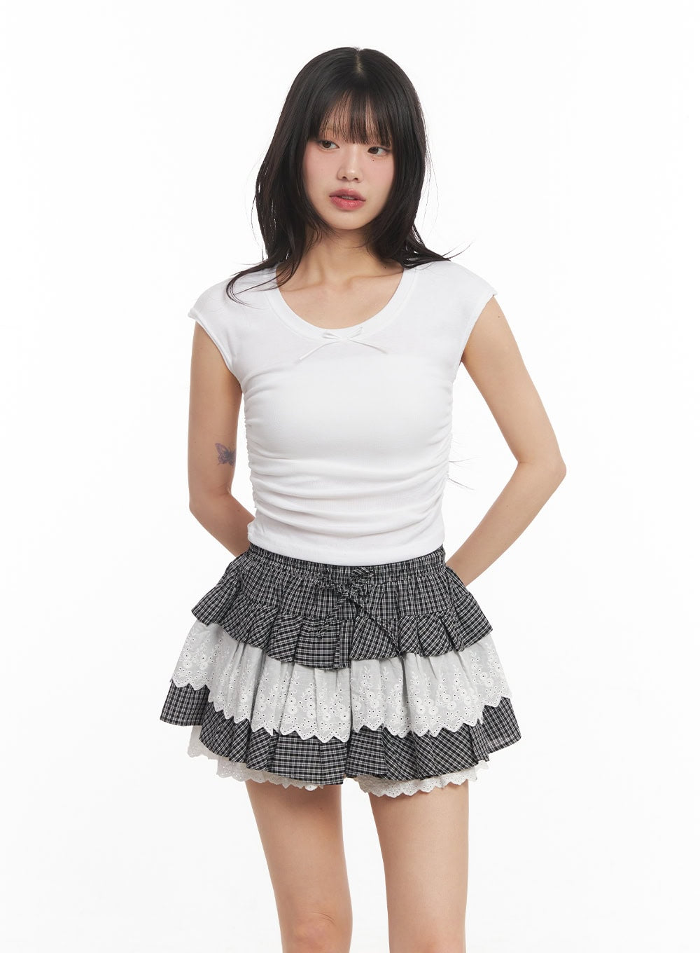 Ribbon Slim-Fit Cropped Shirt CA523