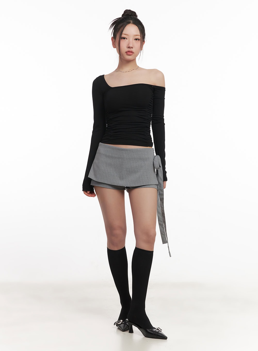 Striped Wrap Mini Skort CM528