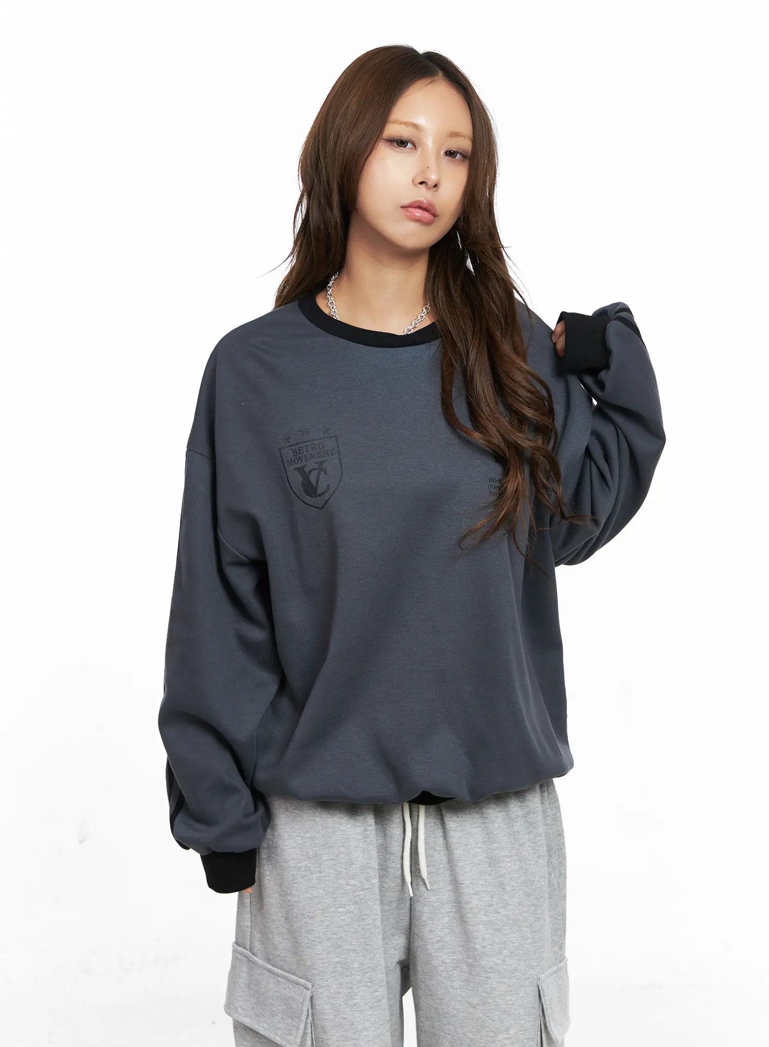 Oversized Contrast Sweatshirt CO513