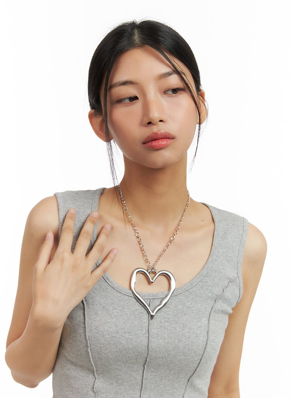 Metal Heart Pendant Chain Necklace CA424