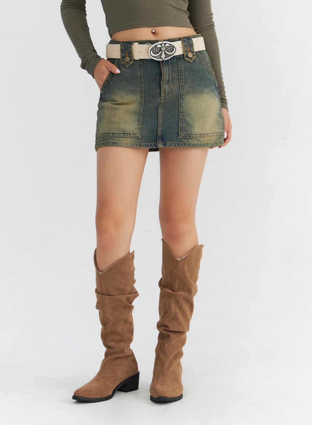 Wash Pocket Denim Mini Skirt CO311