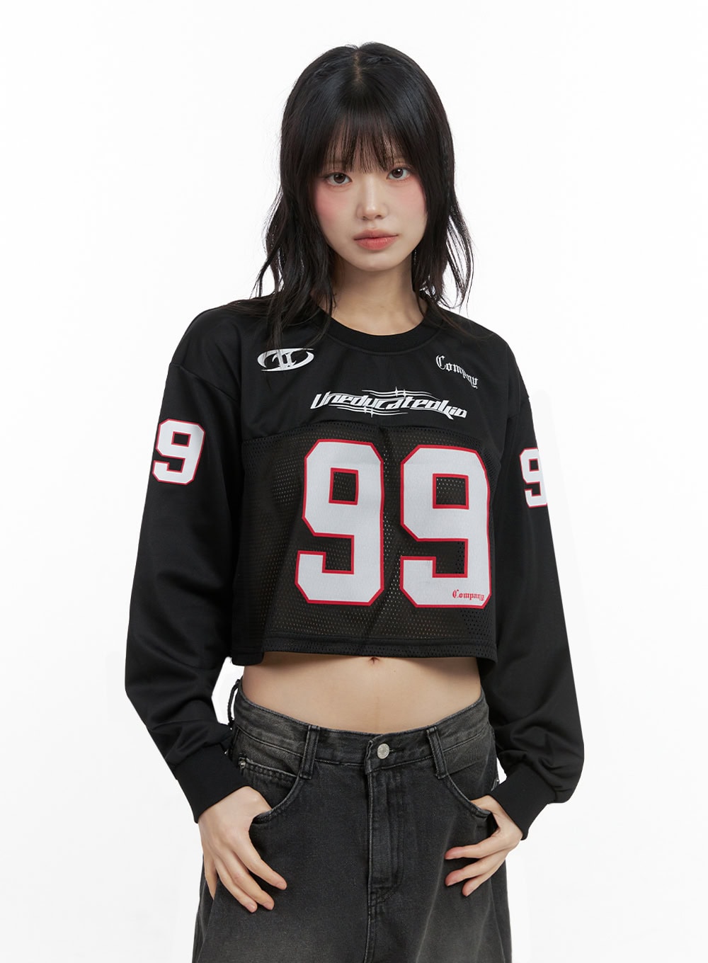 Lettering Mesh Crop Top IO430