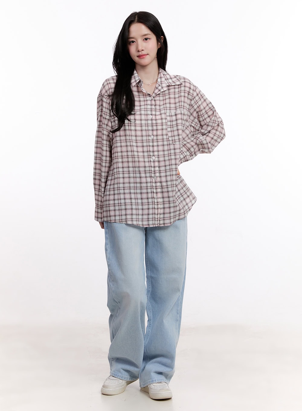 Checkered Oversize Collared Shirt CM527