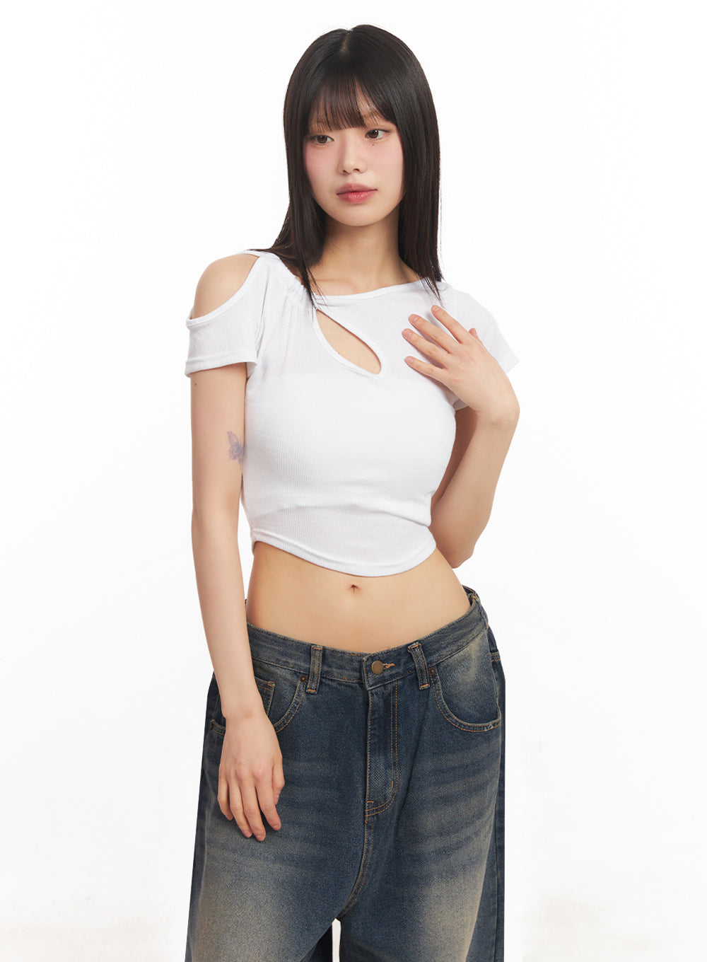 Asymmetric Cut-Out Crop Top IY502