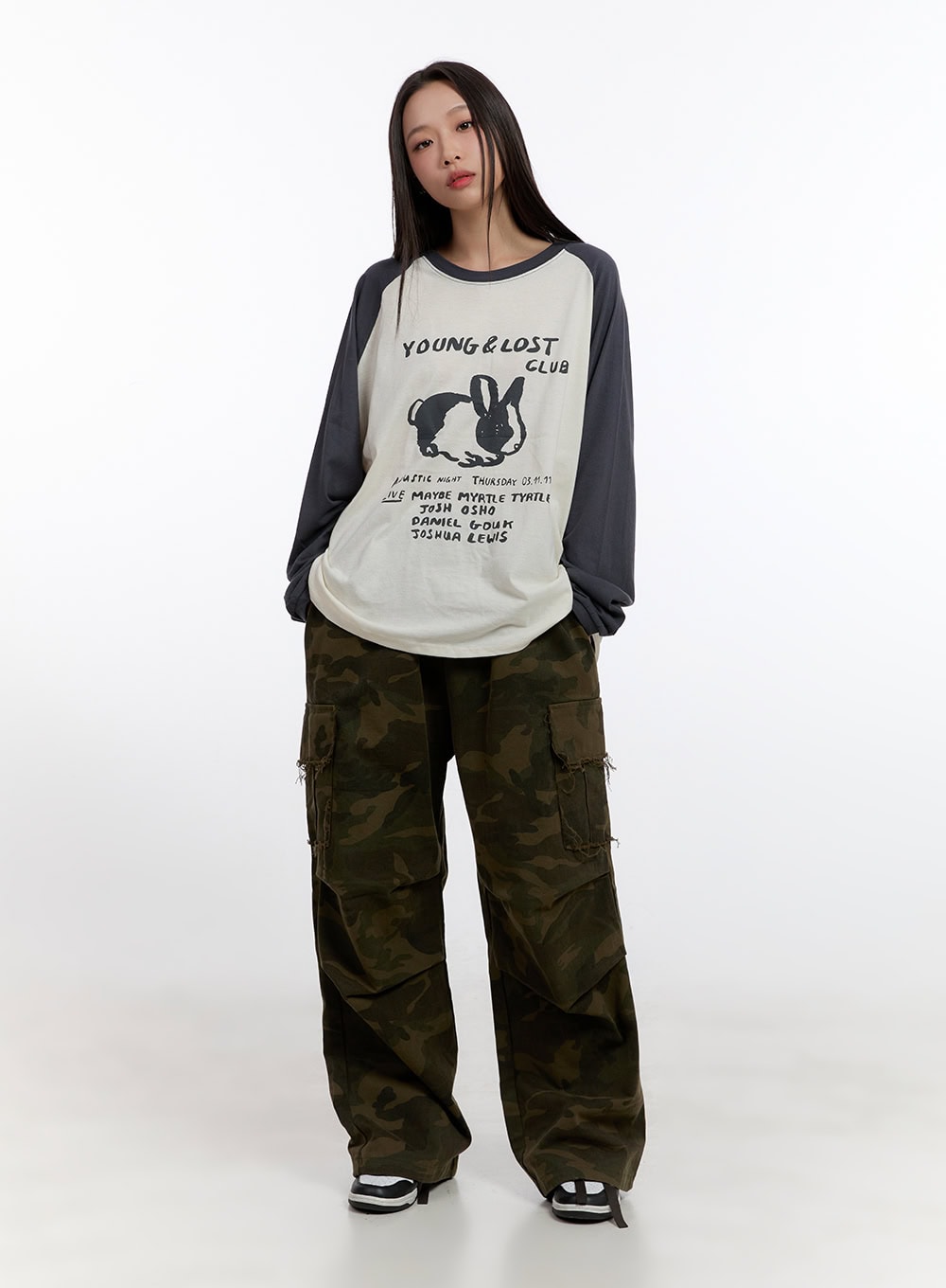 Loose Fit Cotton Raglan Long Sleeve Top  CN420