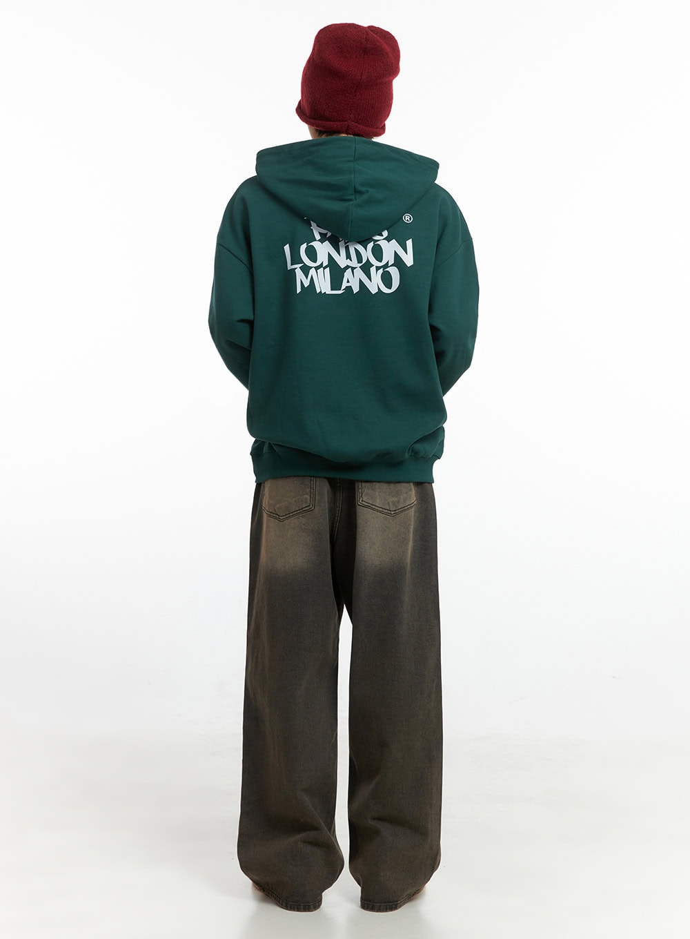 Men's Cotton Hooded Sweatshirt (Dark green) IO402