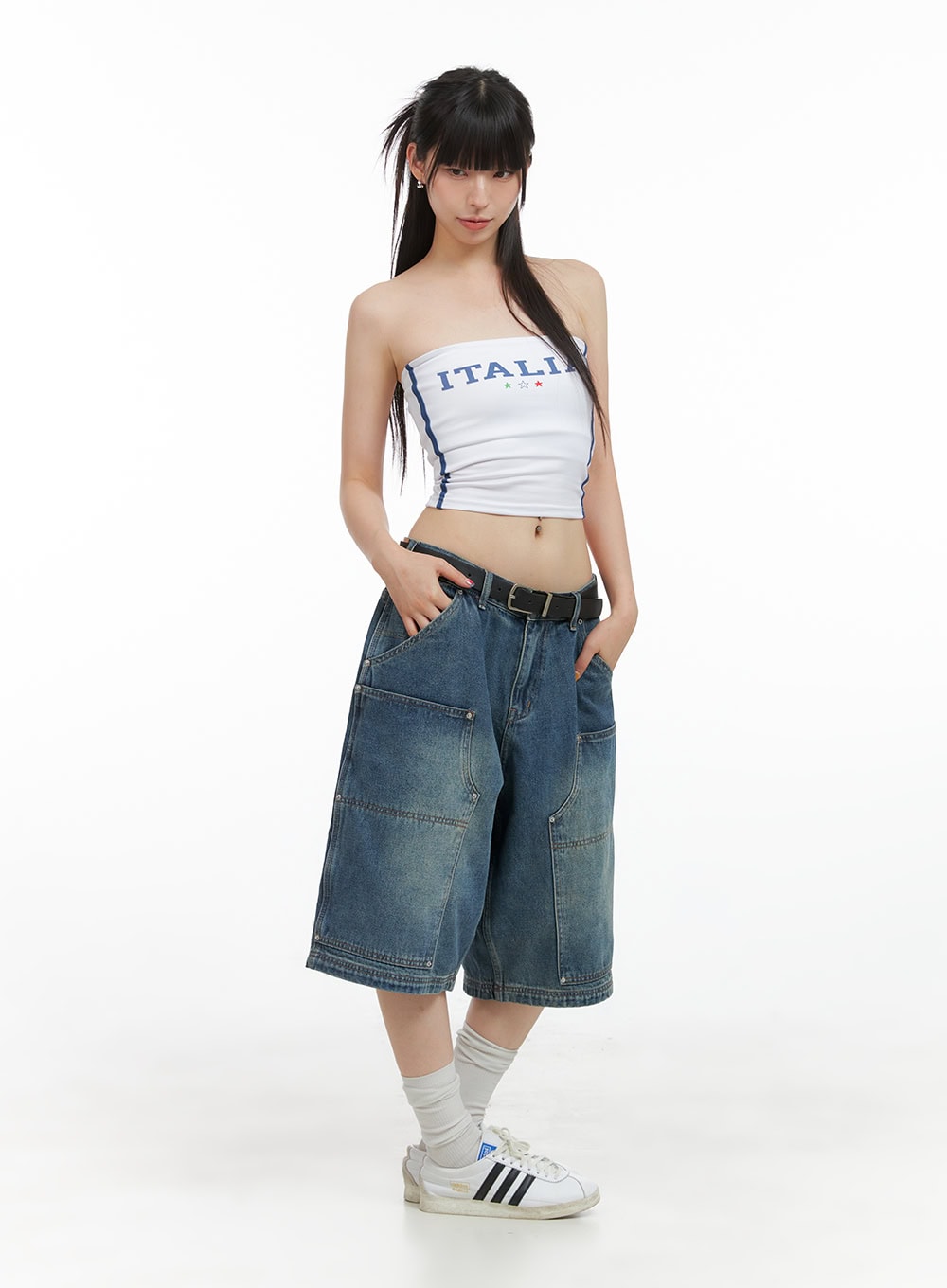 Stud Washed Baggy Jorts (UNISEX) CG408