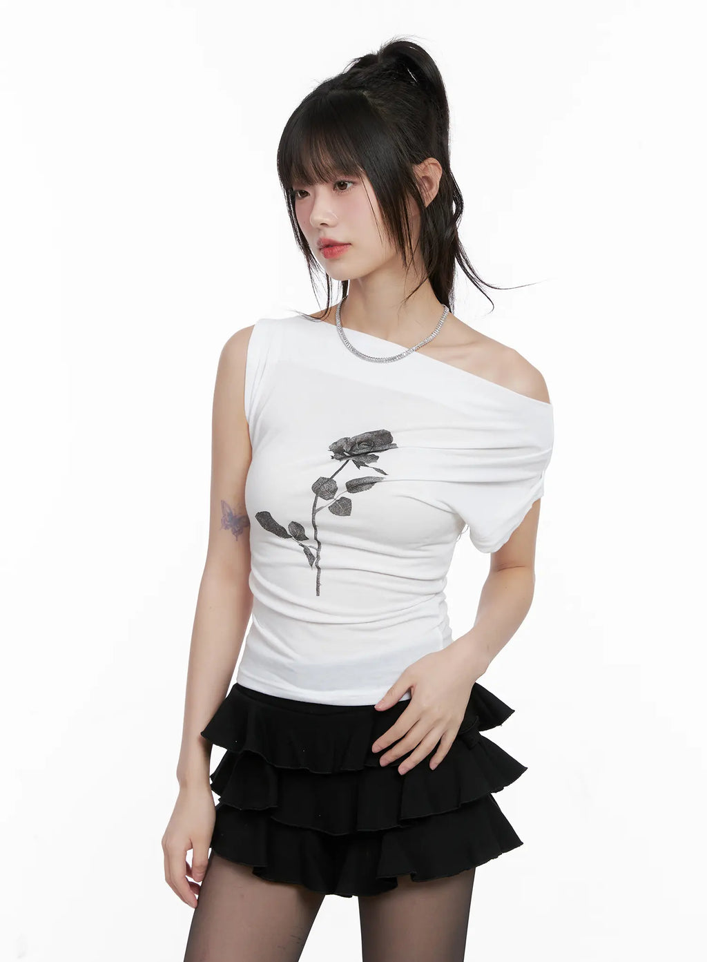 Black Rose Asymmetric Top CG518