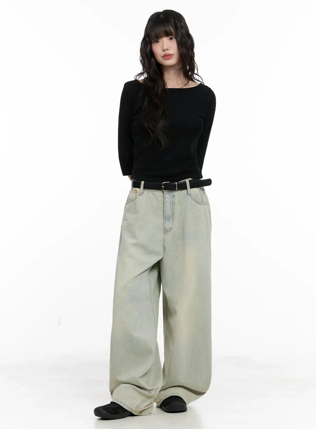 Xiaoting Vintage Style Wide-Leg Denim IL531