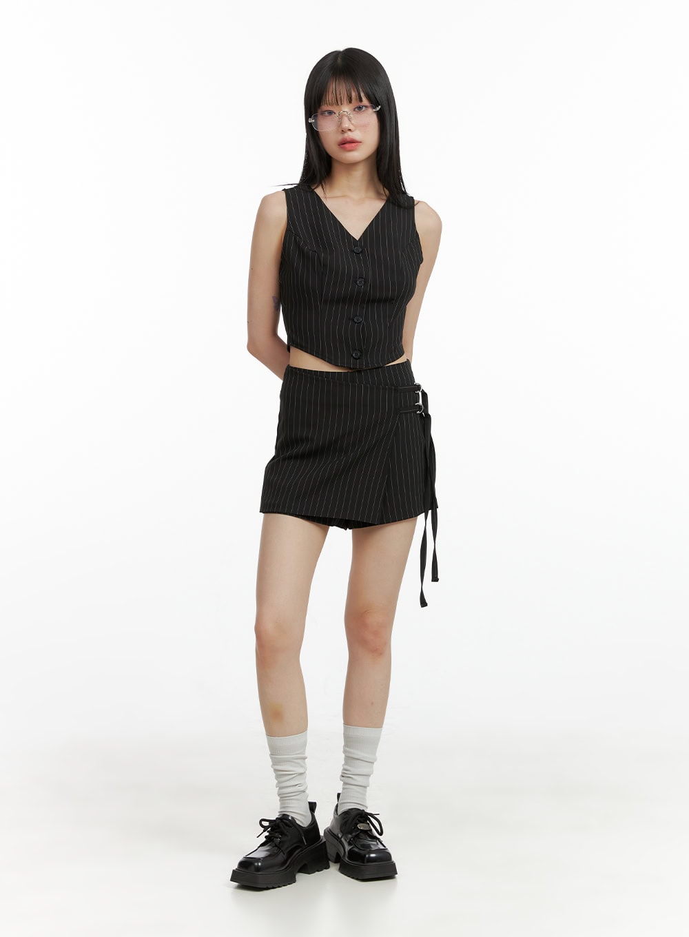 Stripe Buckle Wrap Shorts CL402