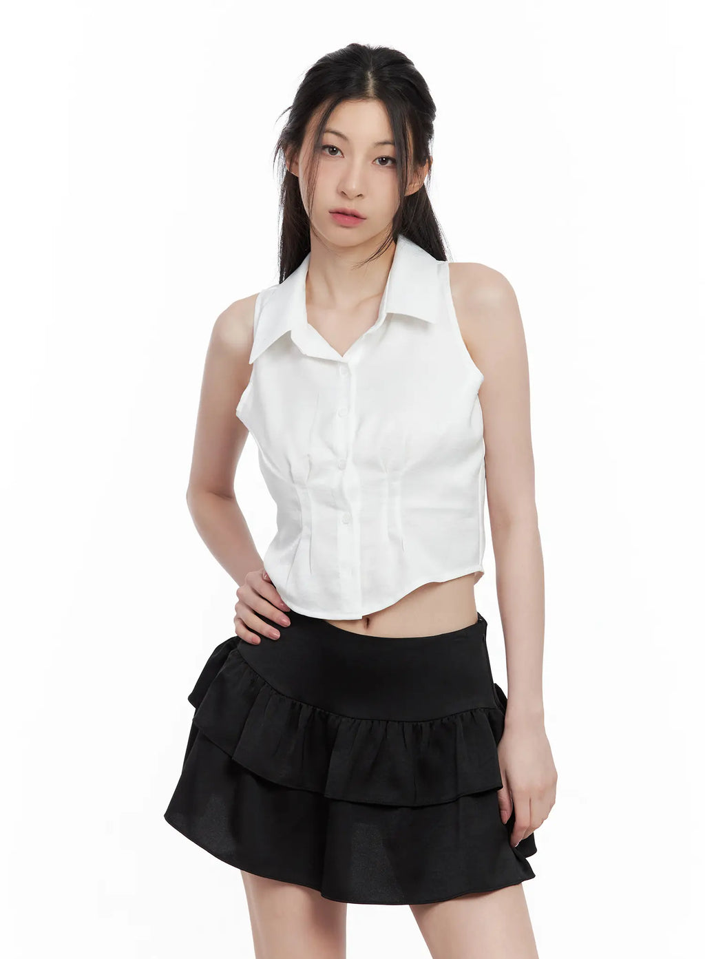 Sleeveless Collared Blouse CU530