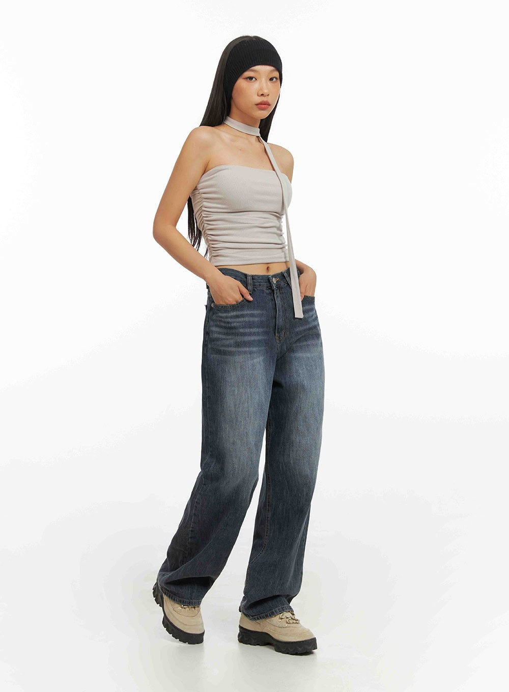 Shirred Tube Top with Scarf Set IY422