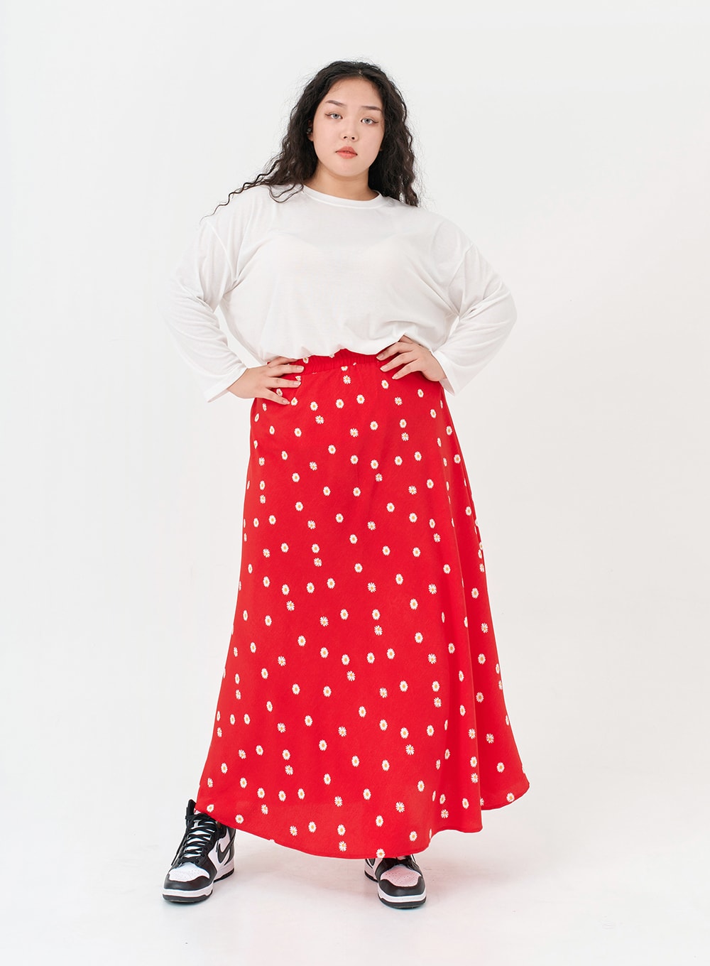 Plus Basic Span Round Neck Long Sleeve T-Shirt IG09