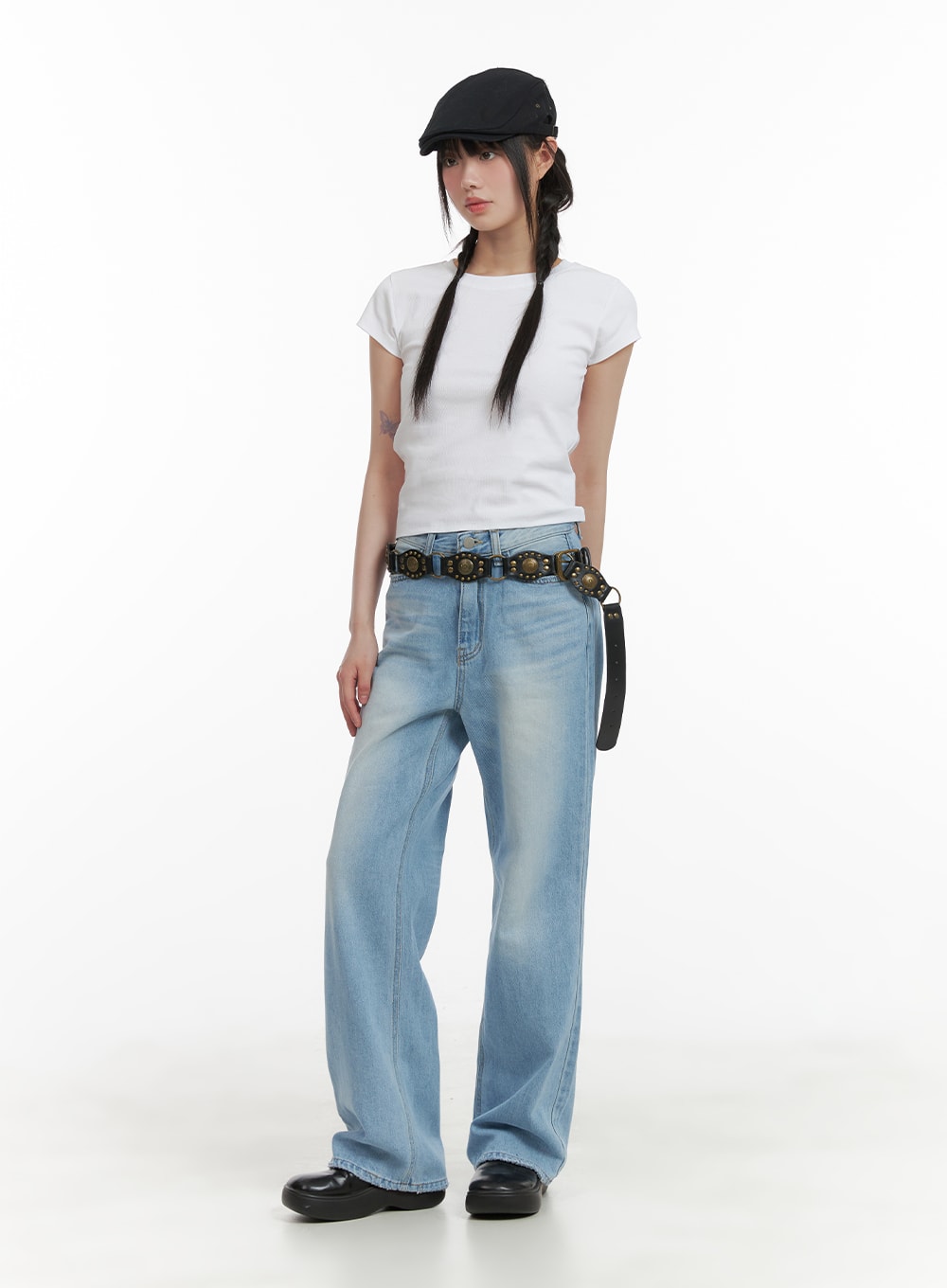 Cotton Washed Straight Jeans CA418