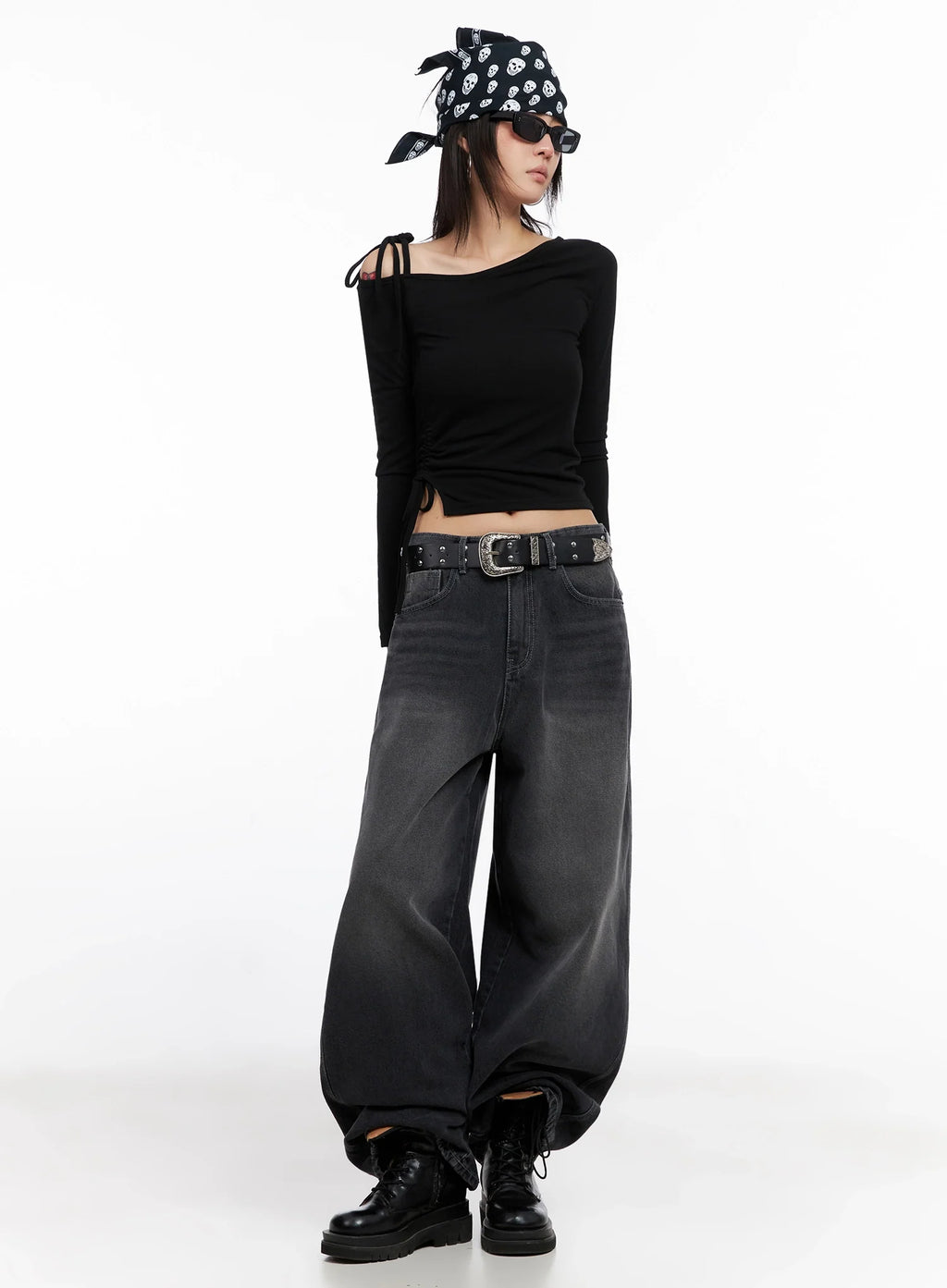 Asymmetric Off-Shoulder Long Sleeve Top IS515