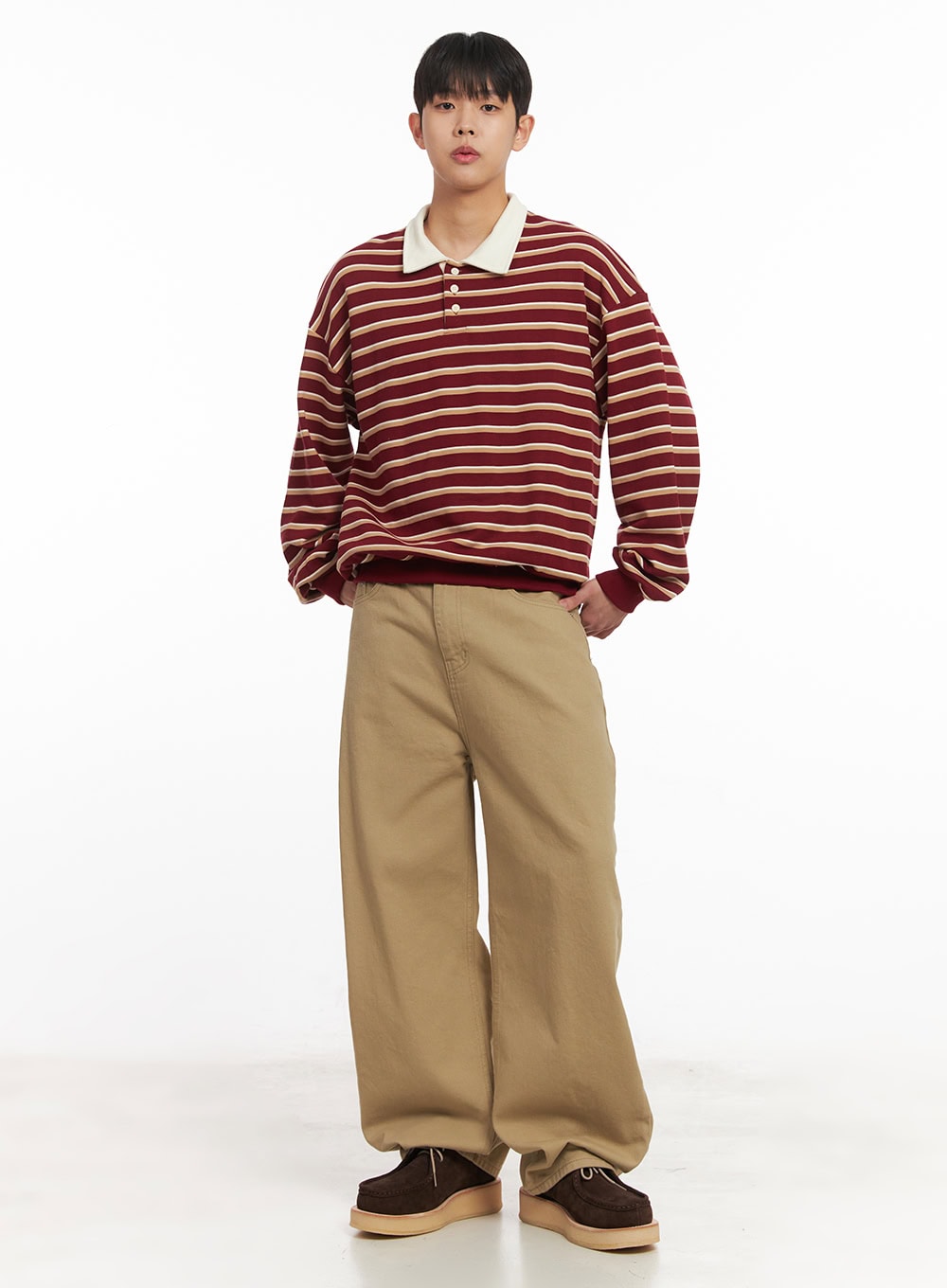 Men's Striped Collared Sweatshirt IM514