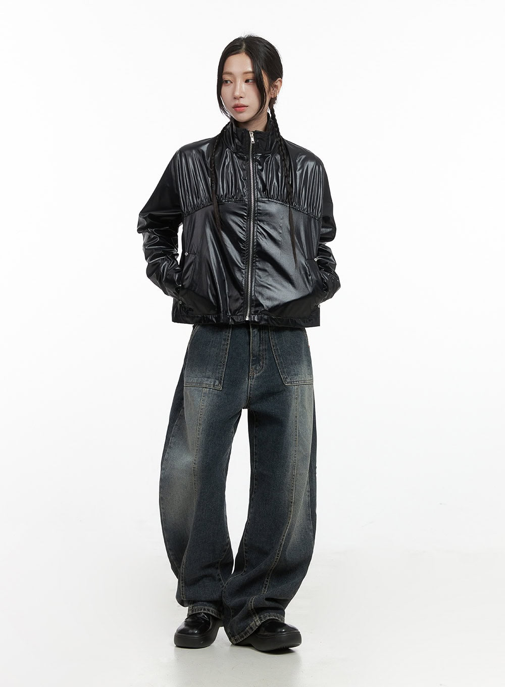 Sleek  Zip-Up Polyester Jacket CS430