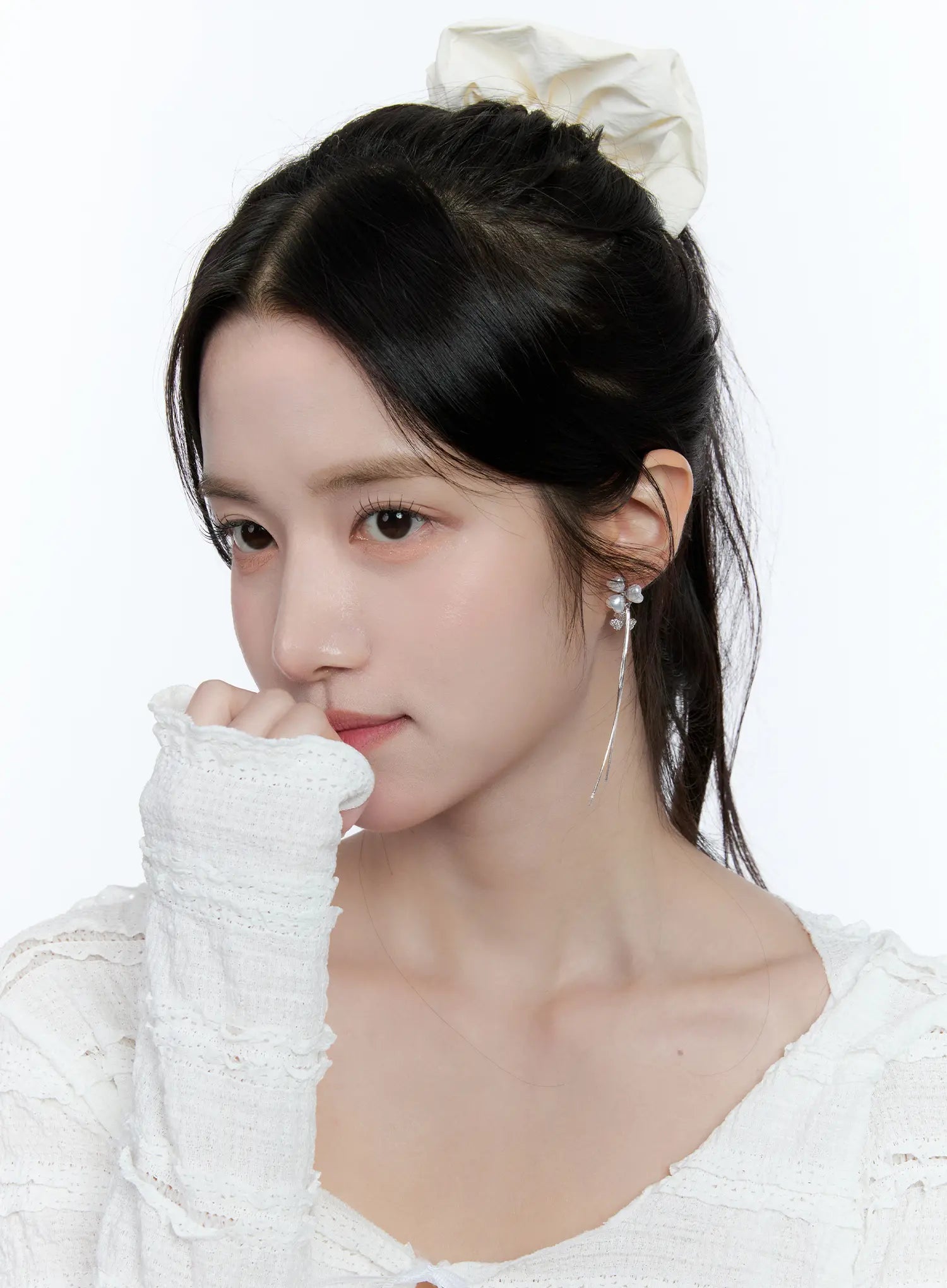 Heart Faux-Pearl Clover Drop Earrings CG514