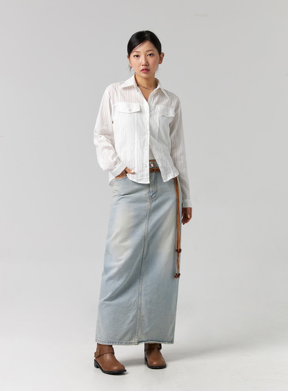 Cotton Collared Long Sleeve Shirt CG329