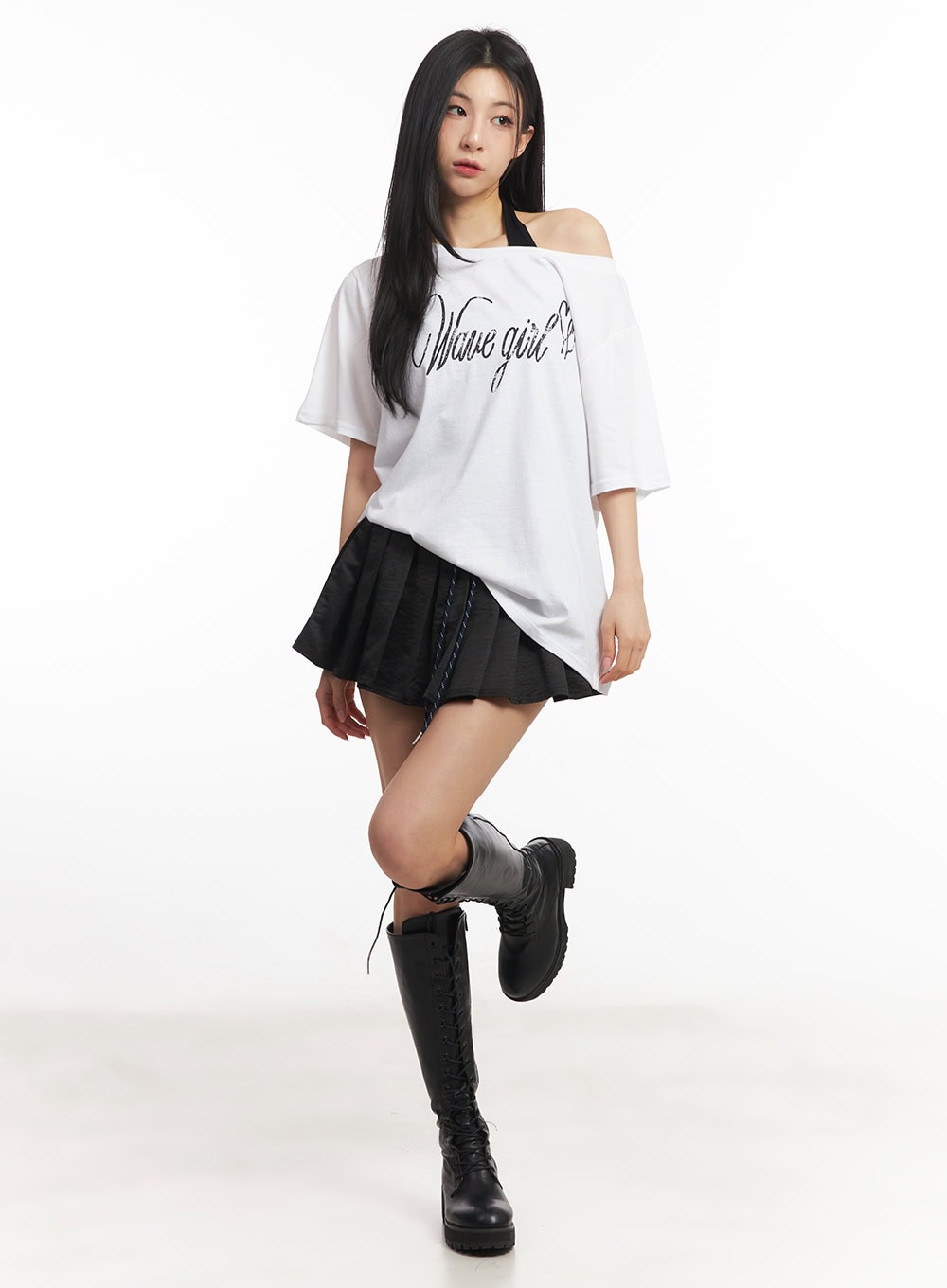 Low-Rise Frill Pleated Mini Skirt CA503