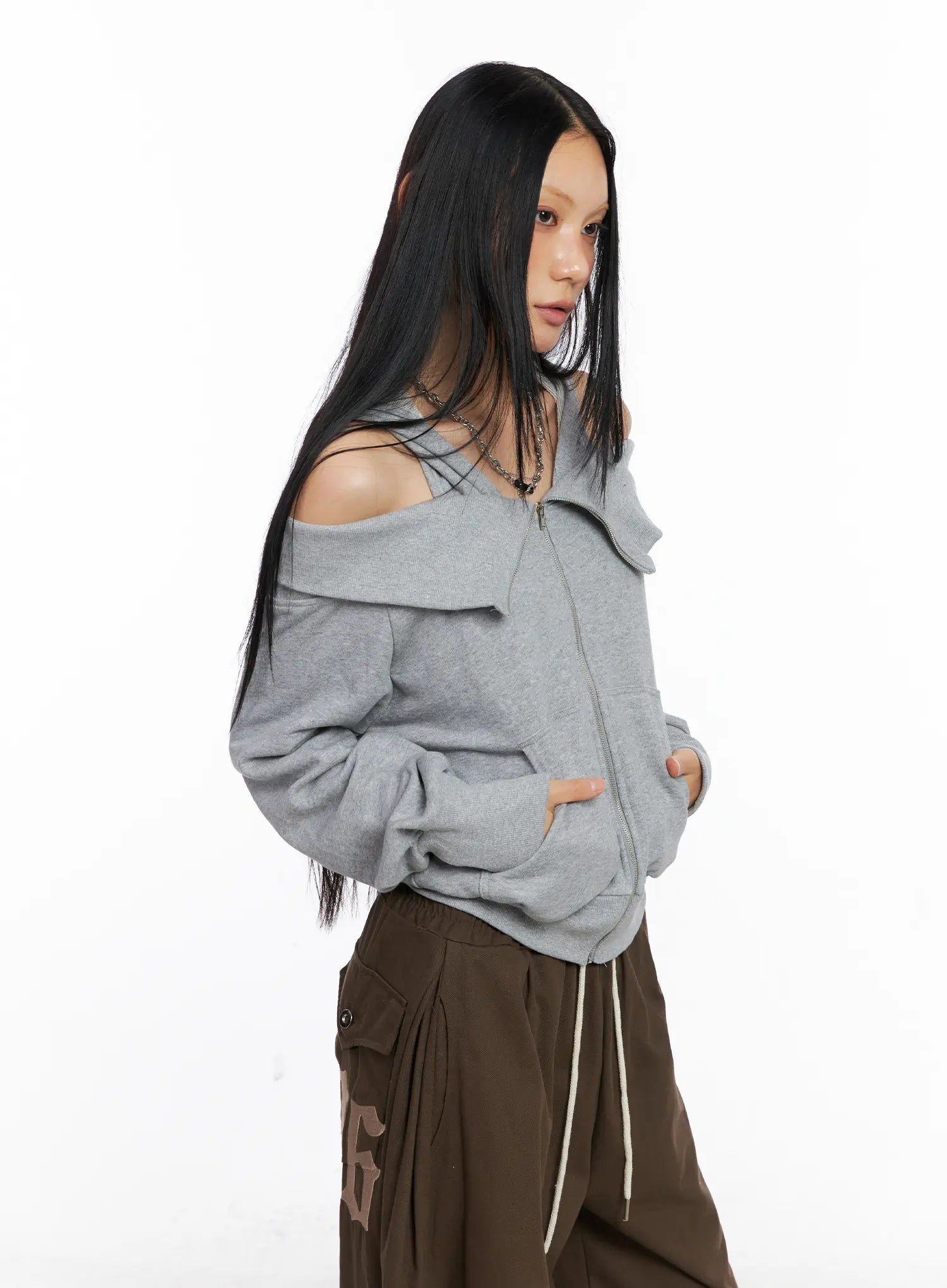 Off-Shoulder Hoodie Jacket CS509