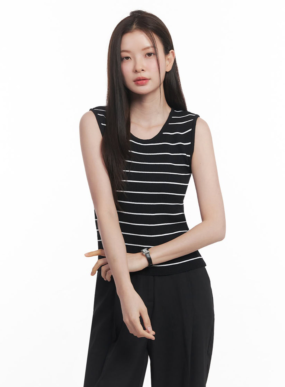 Stripe Slim Sleeveless Top IY509