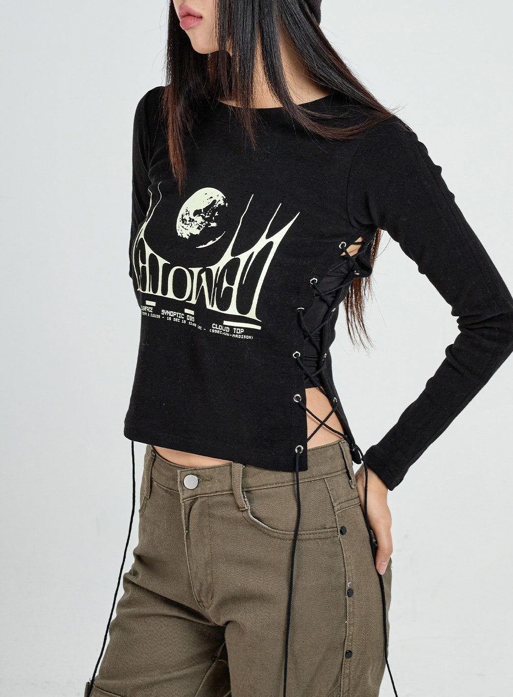 Lettering Print Side Cross Tie Top CO18