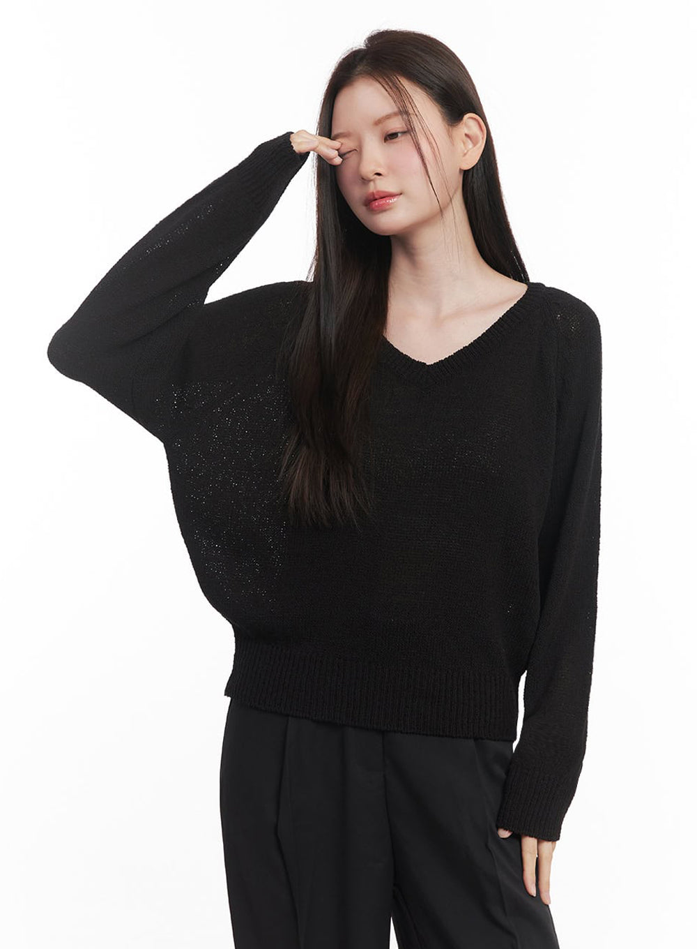 Sheer V-Neck Sweater Top IY509