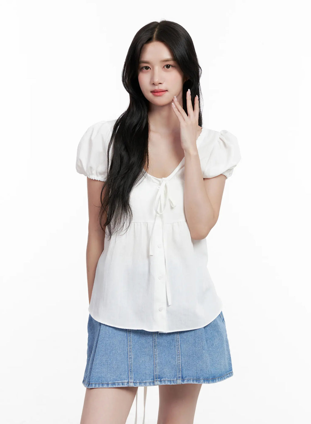 V-Neck Puff-Sleeve Summer Top CL516