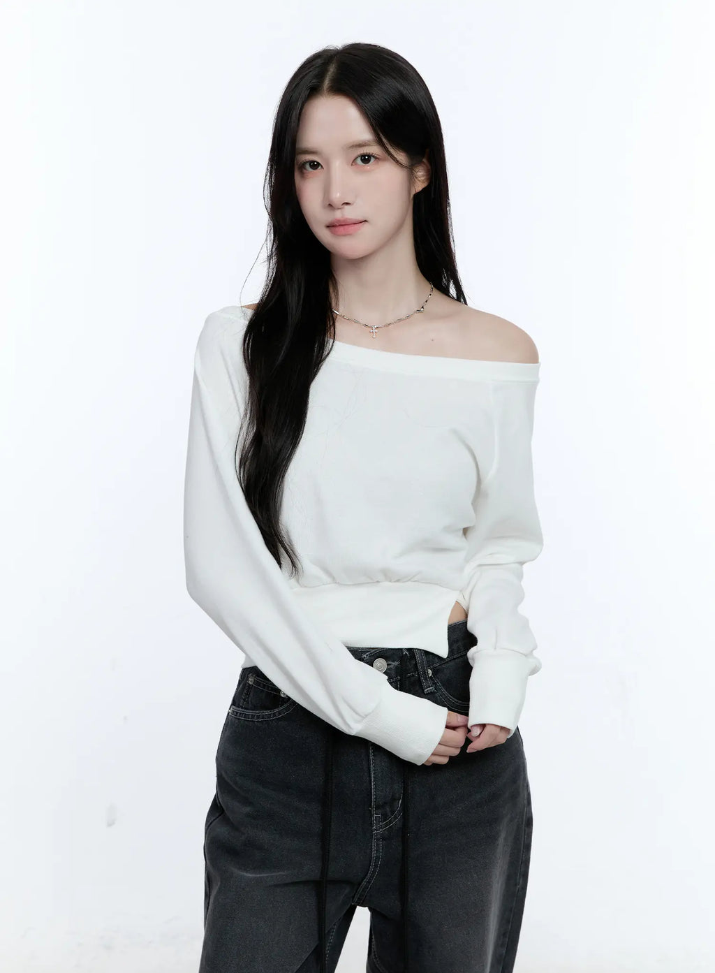 Asymmetric Off-Shoulder Sweatshirt Top CG512