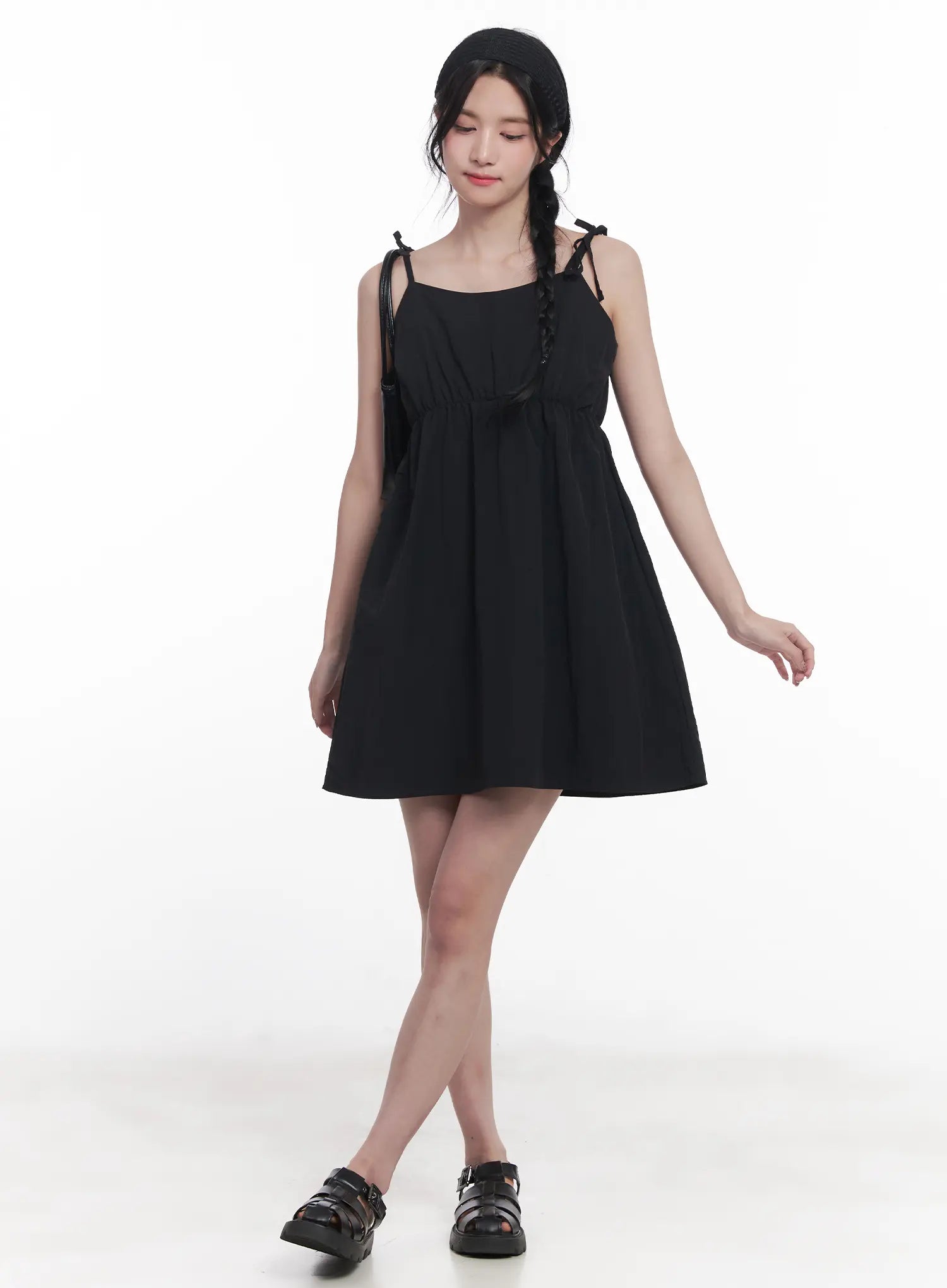 Flared Ribbon-Tie Mini Dress CU525