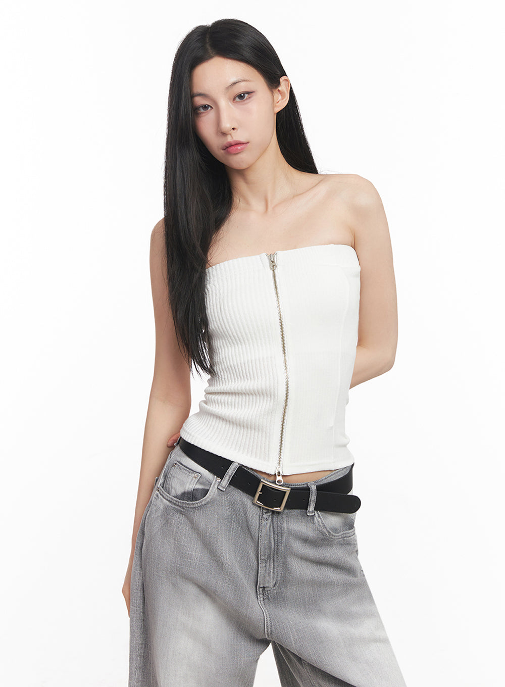 Zip-Up Tube Top IY516
